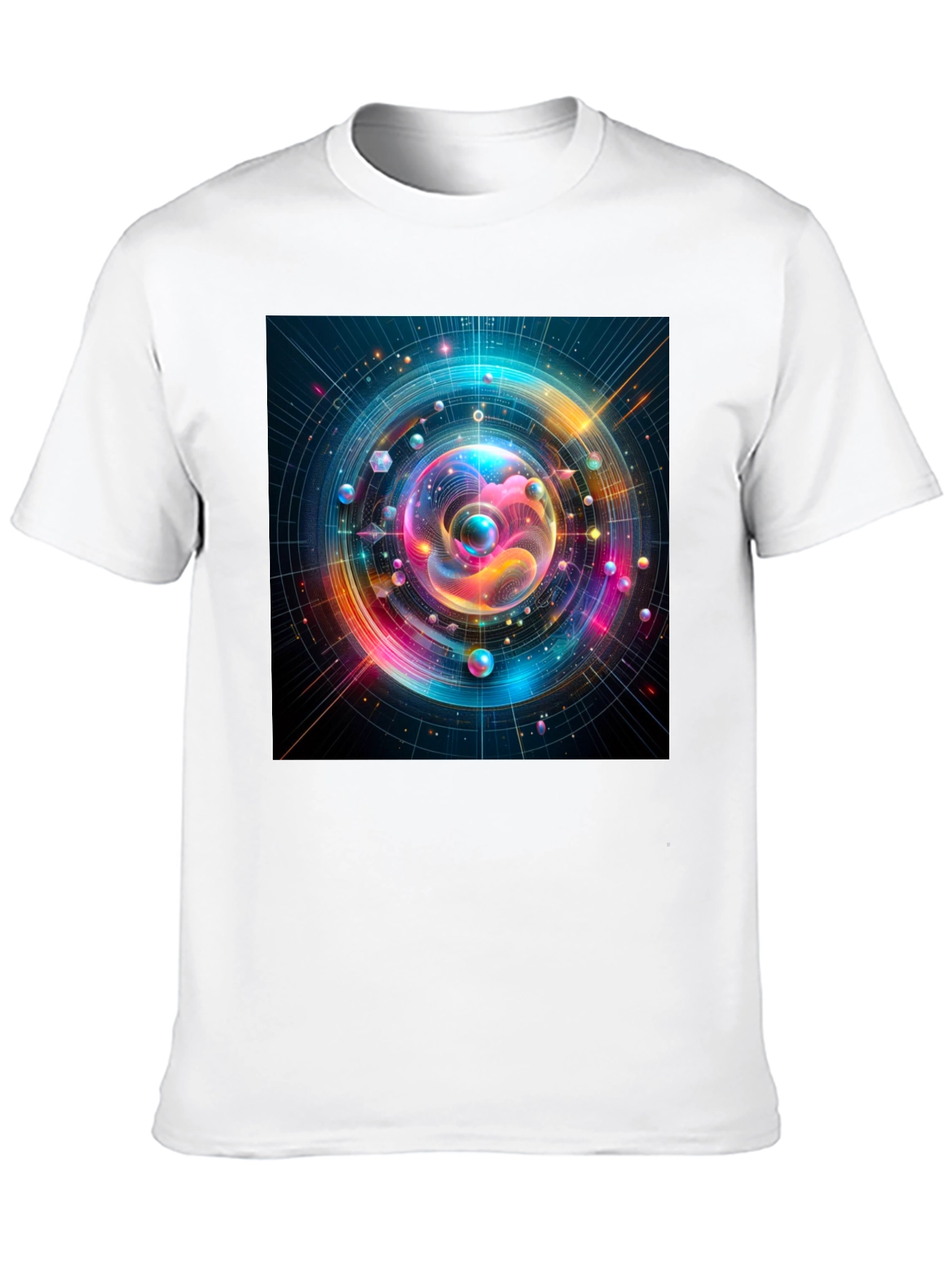 Black Colorful Space T-Shirt - Unique Design view 10
