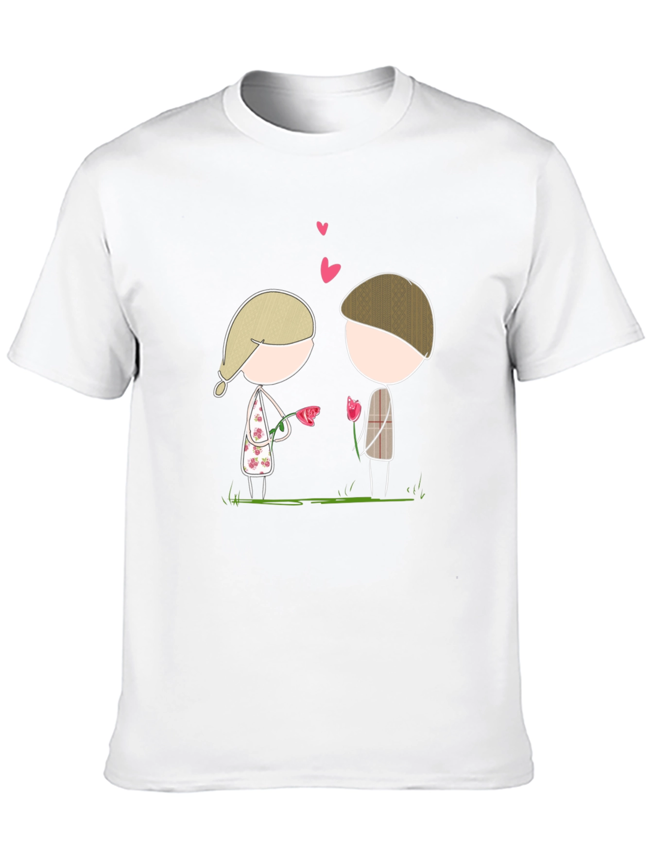 Black Cute Couple Cartoon Graphic Tee view 10