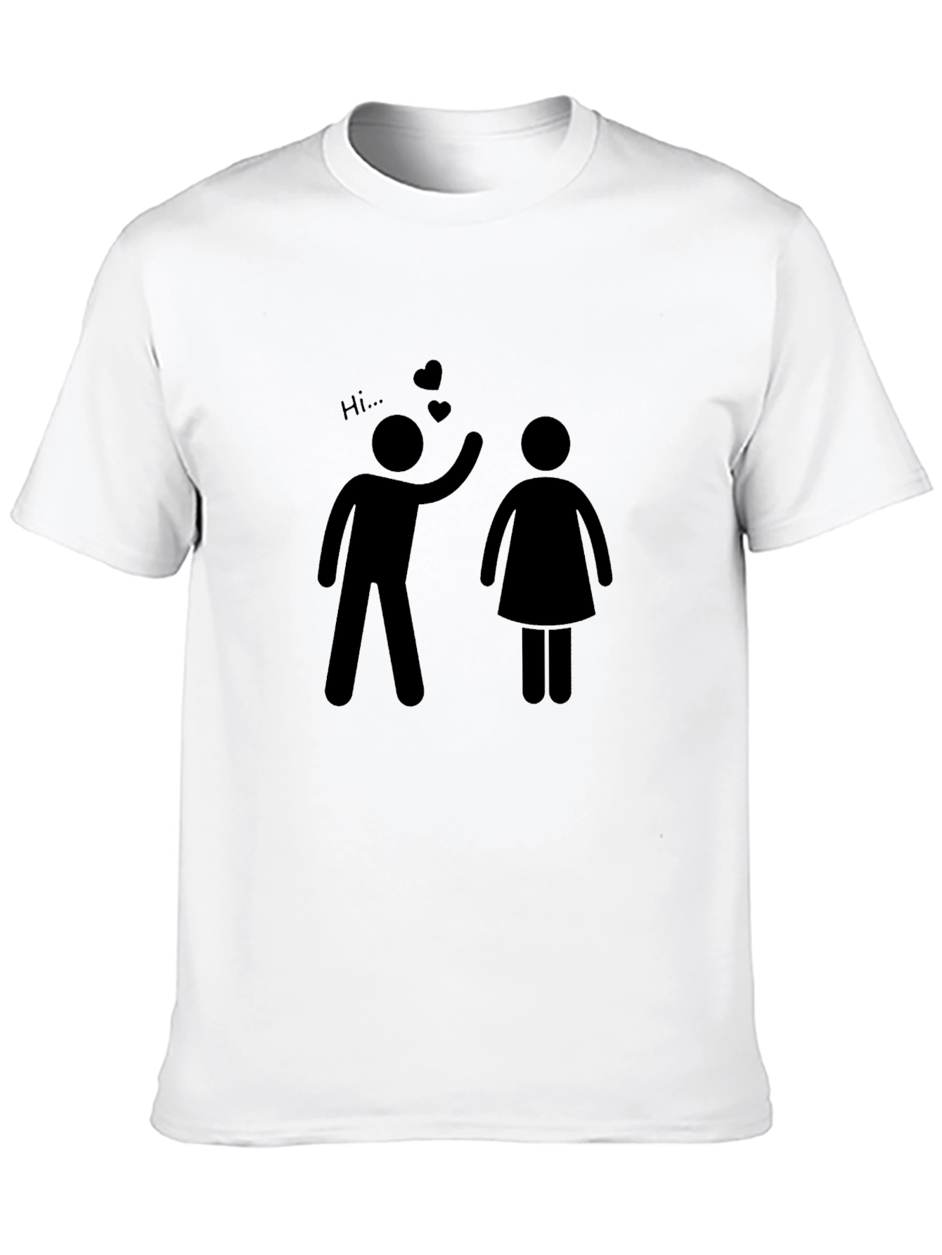 Black Stick Figure Love Graphic Tee - Black Cotton T-Shirt view 10