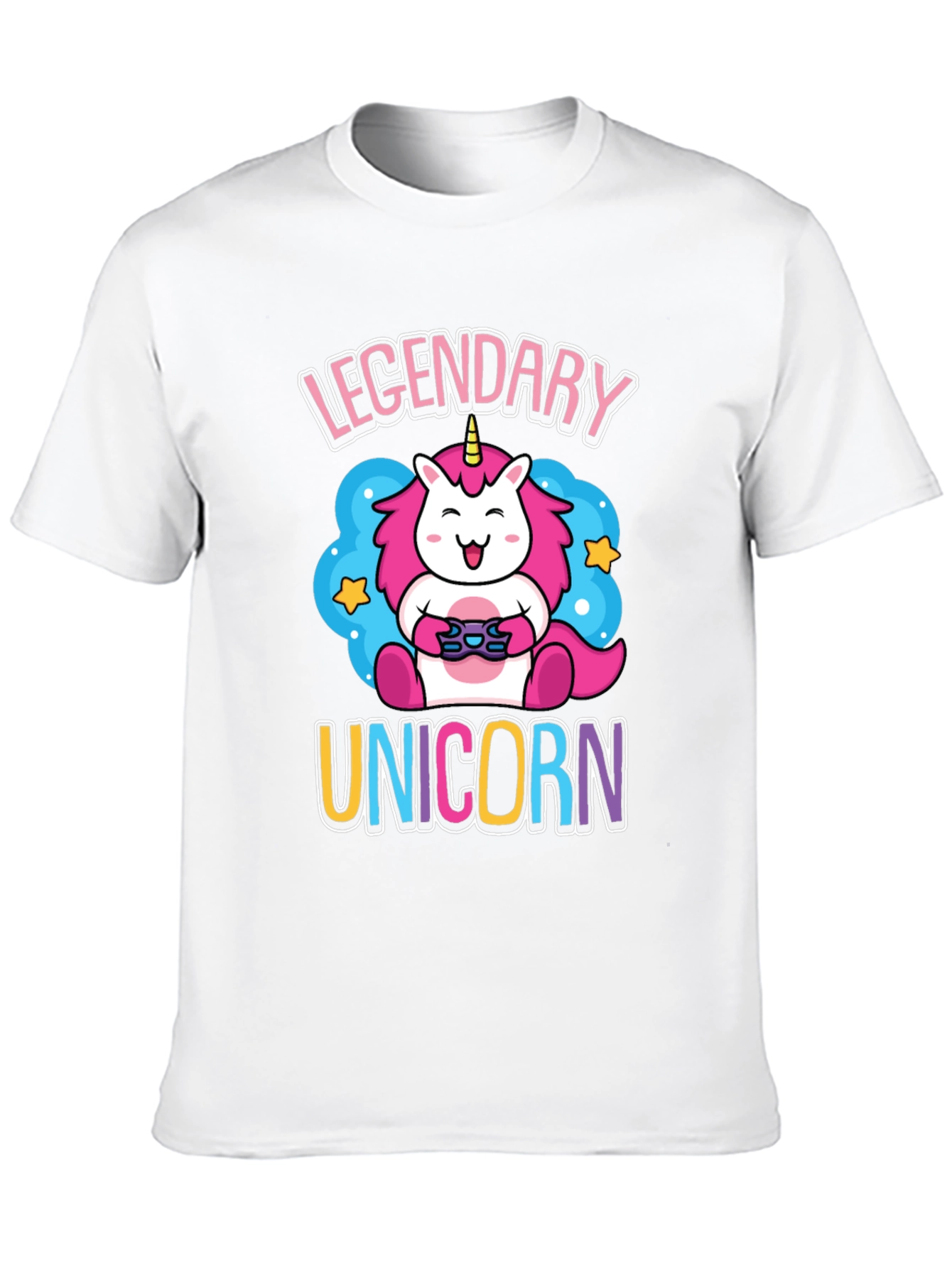 Black Legendary Unicorn Gamer Graphic T-Shirt view 10