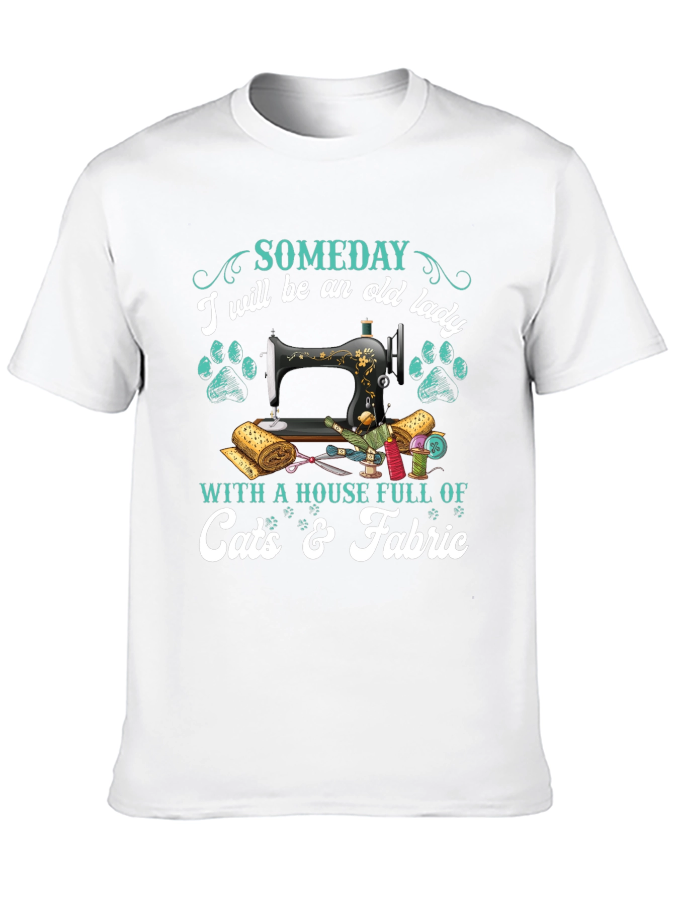 Black Old Lady Cats & Fabric T-Shirt Sewing Lover Shirt view 10