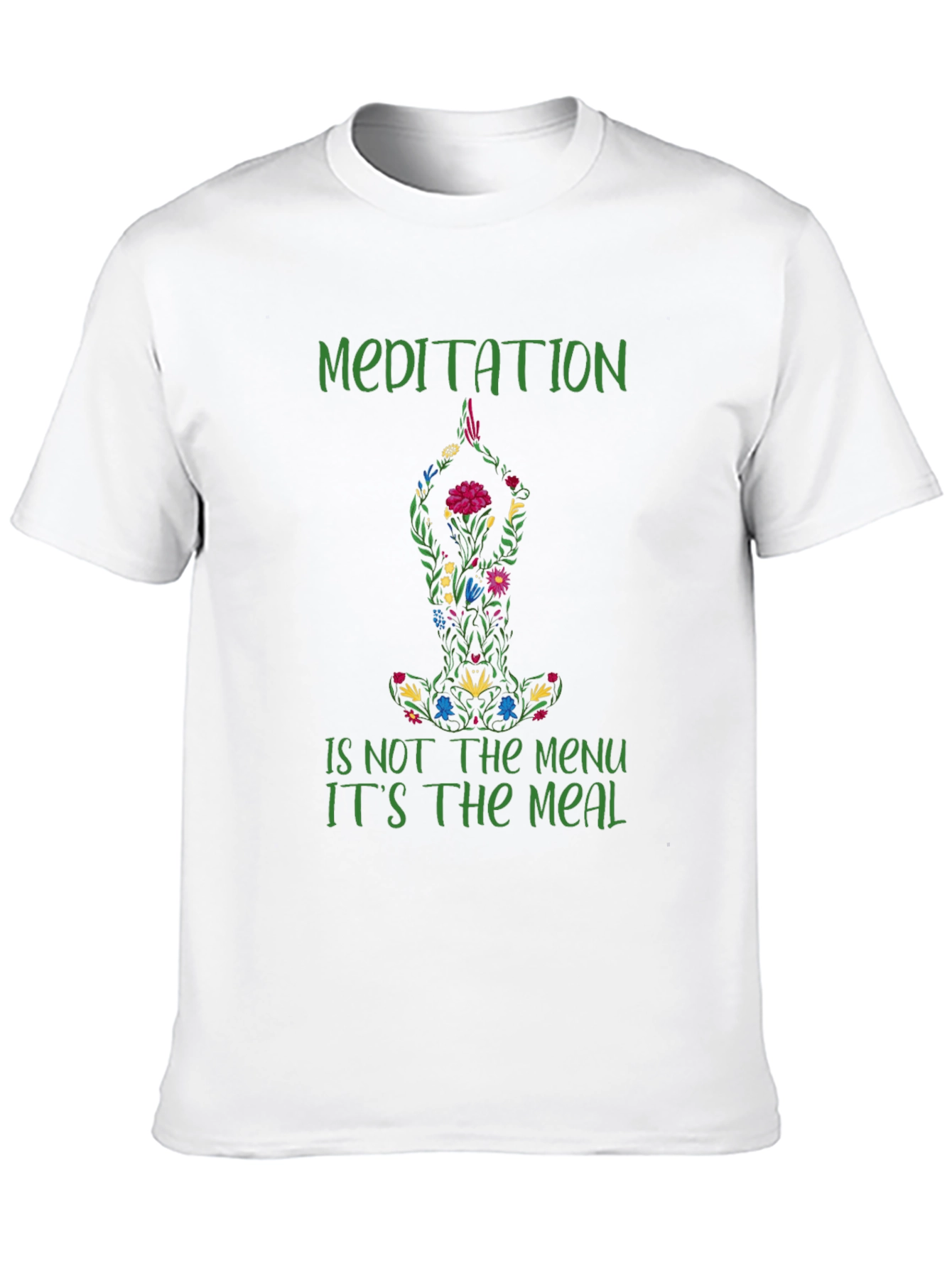 Black Meditation Meal T-Shirt - Relax & Nourish Your Soul view 10