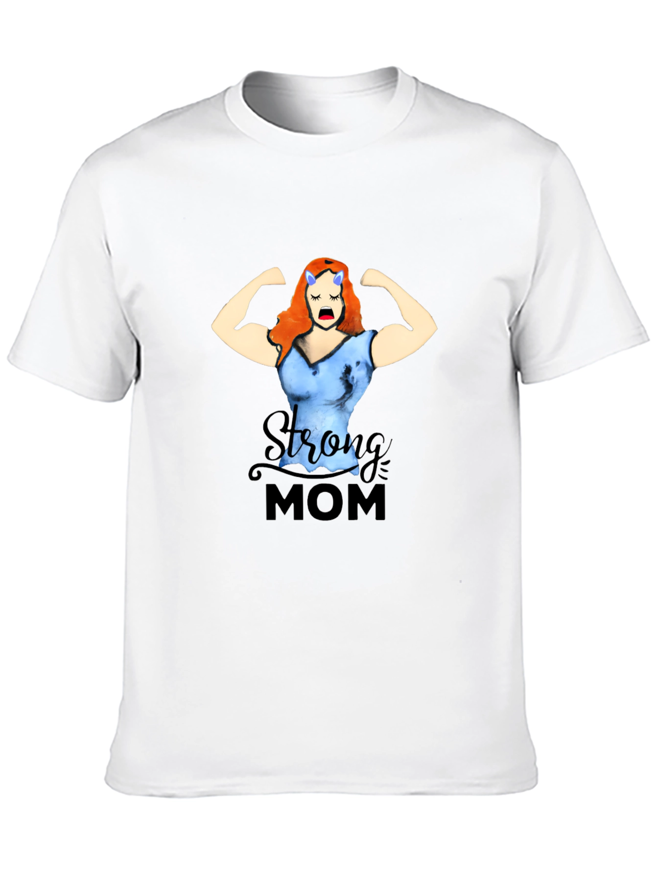 Black Strong Mom Graphic Tee - Black Cotton Blend T-Shirt view 10