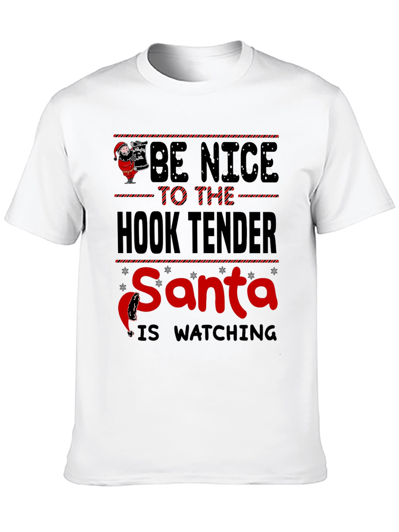 Black Be Nice to the Hook Tender Santa T-Shirt view 10