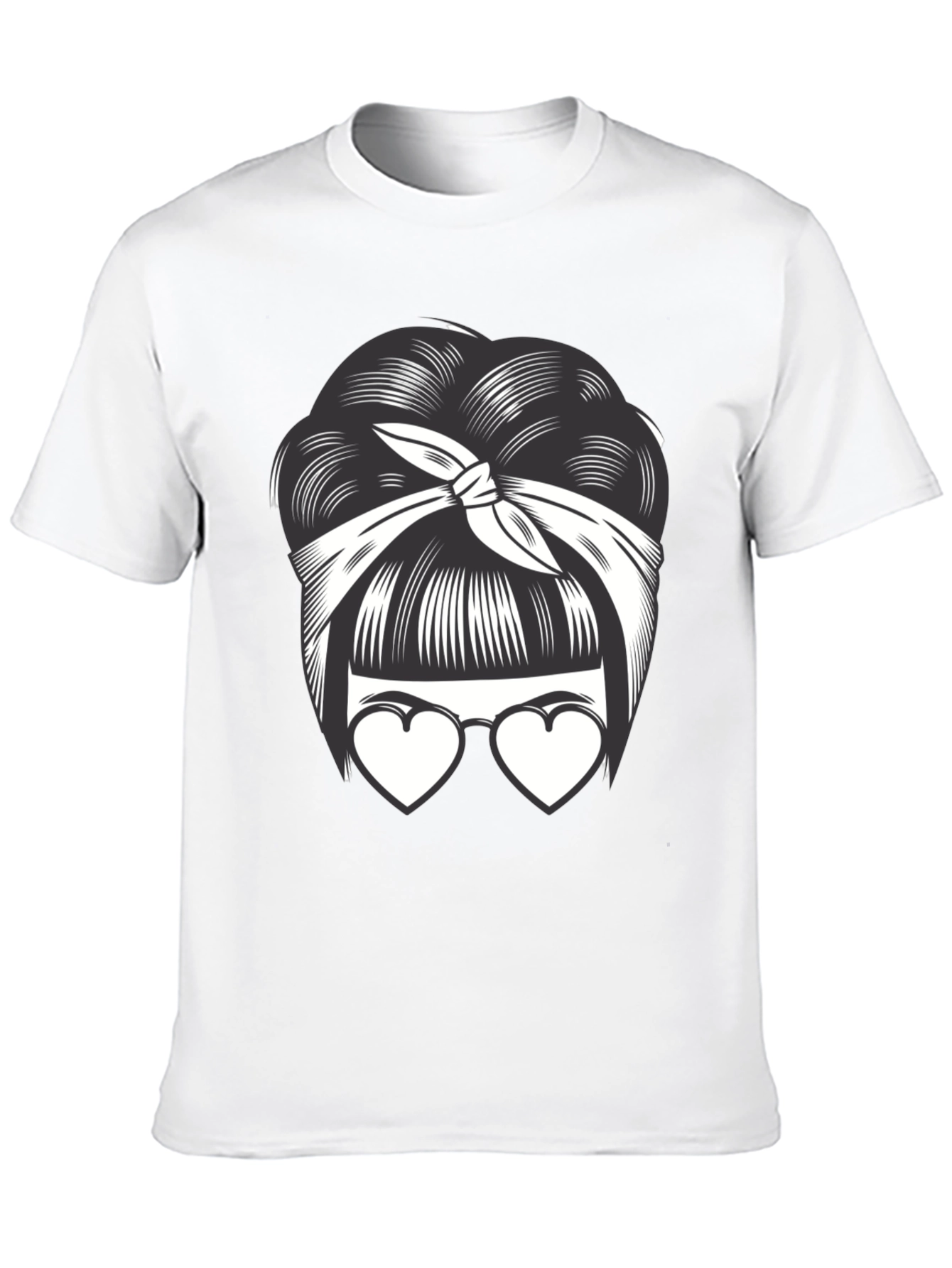 Black Bandana Bun & Heart Glasses Graphic T-Shirt view 10