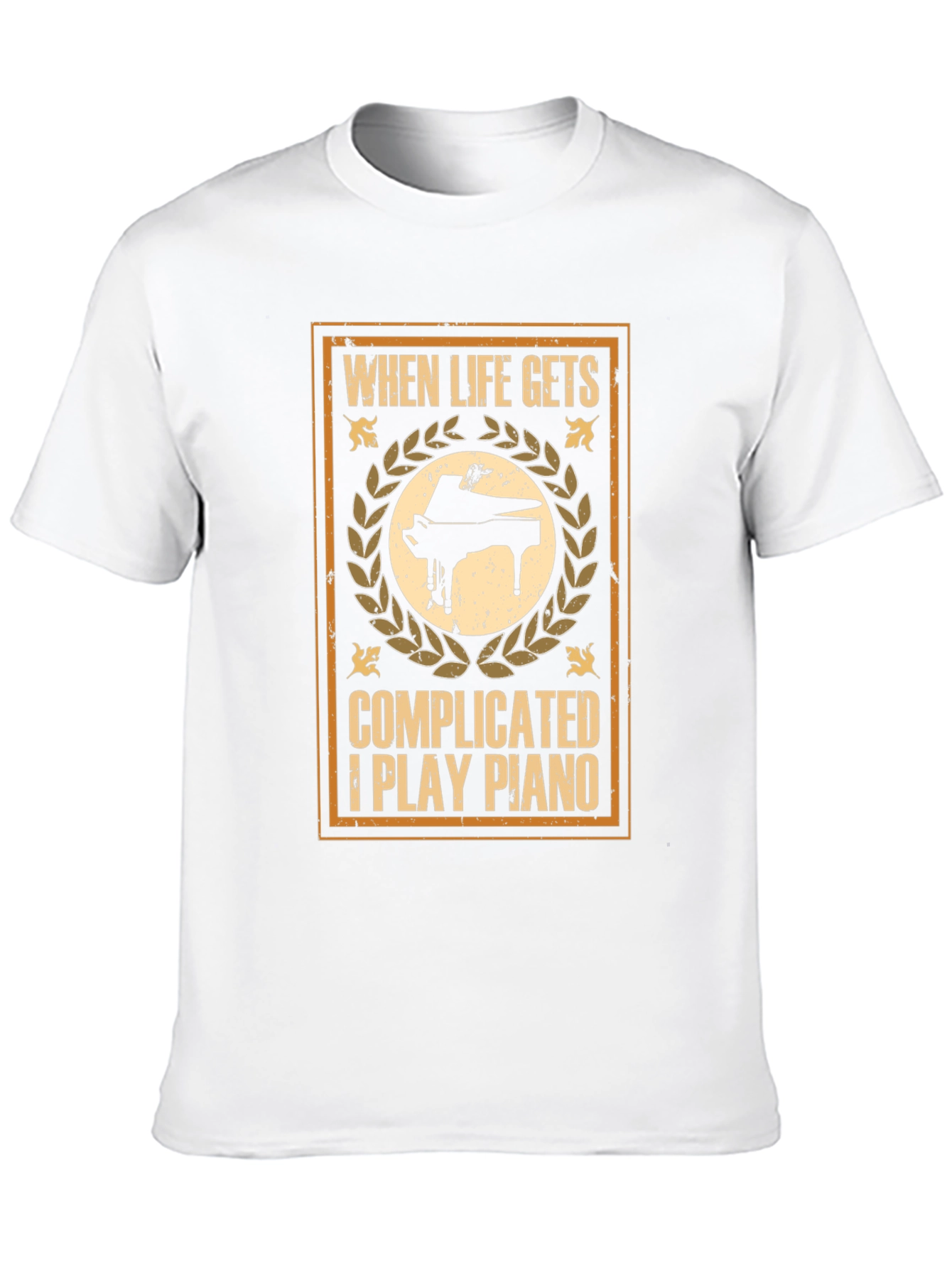 Black When Life Gets Complicated I Play Piano Graphic T-Shirt view 10