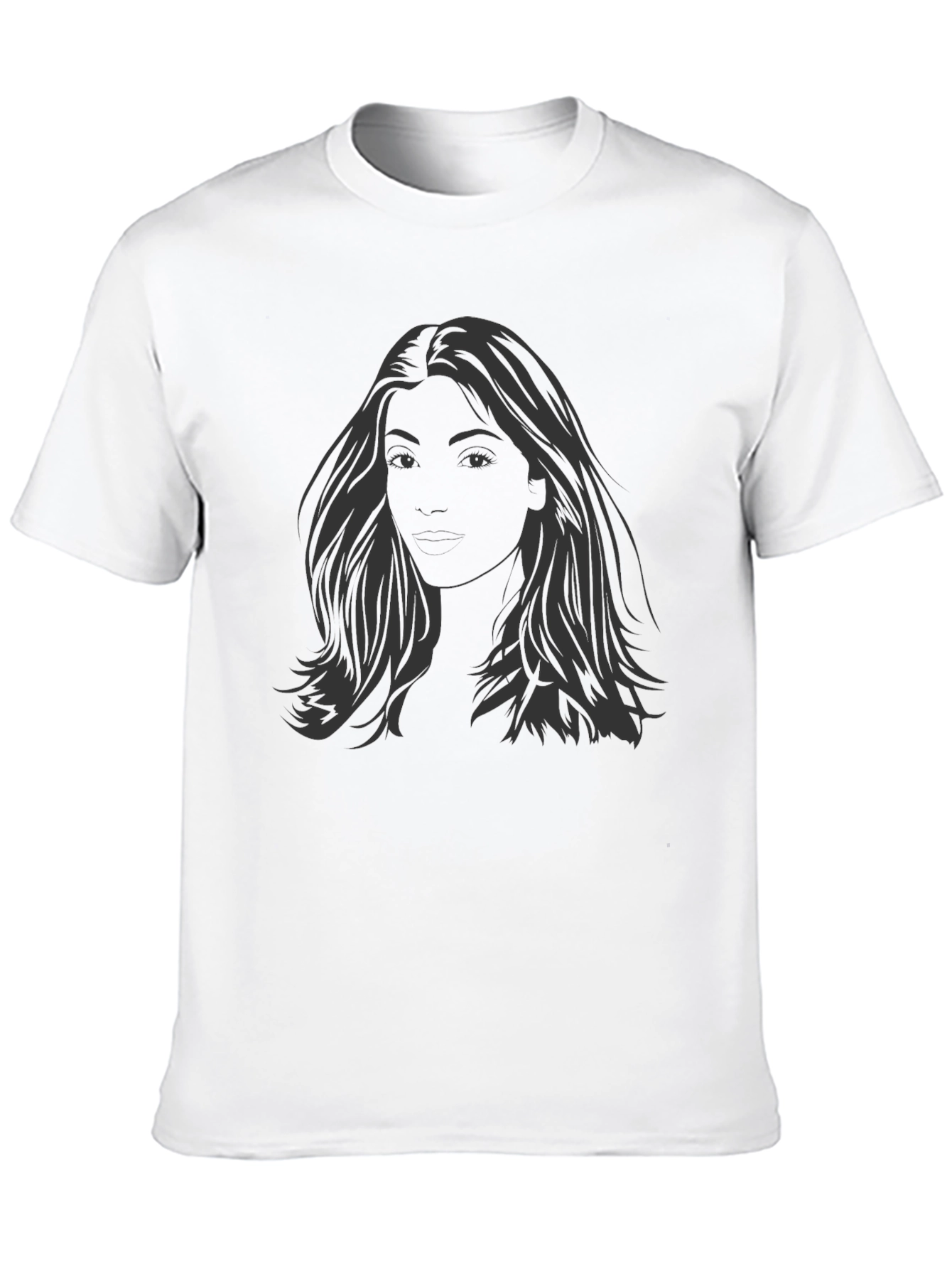 Black Black T-Shirt with Graphic Woman's Portrait view 10