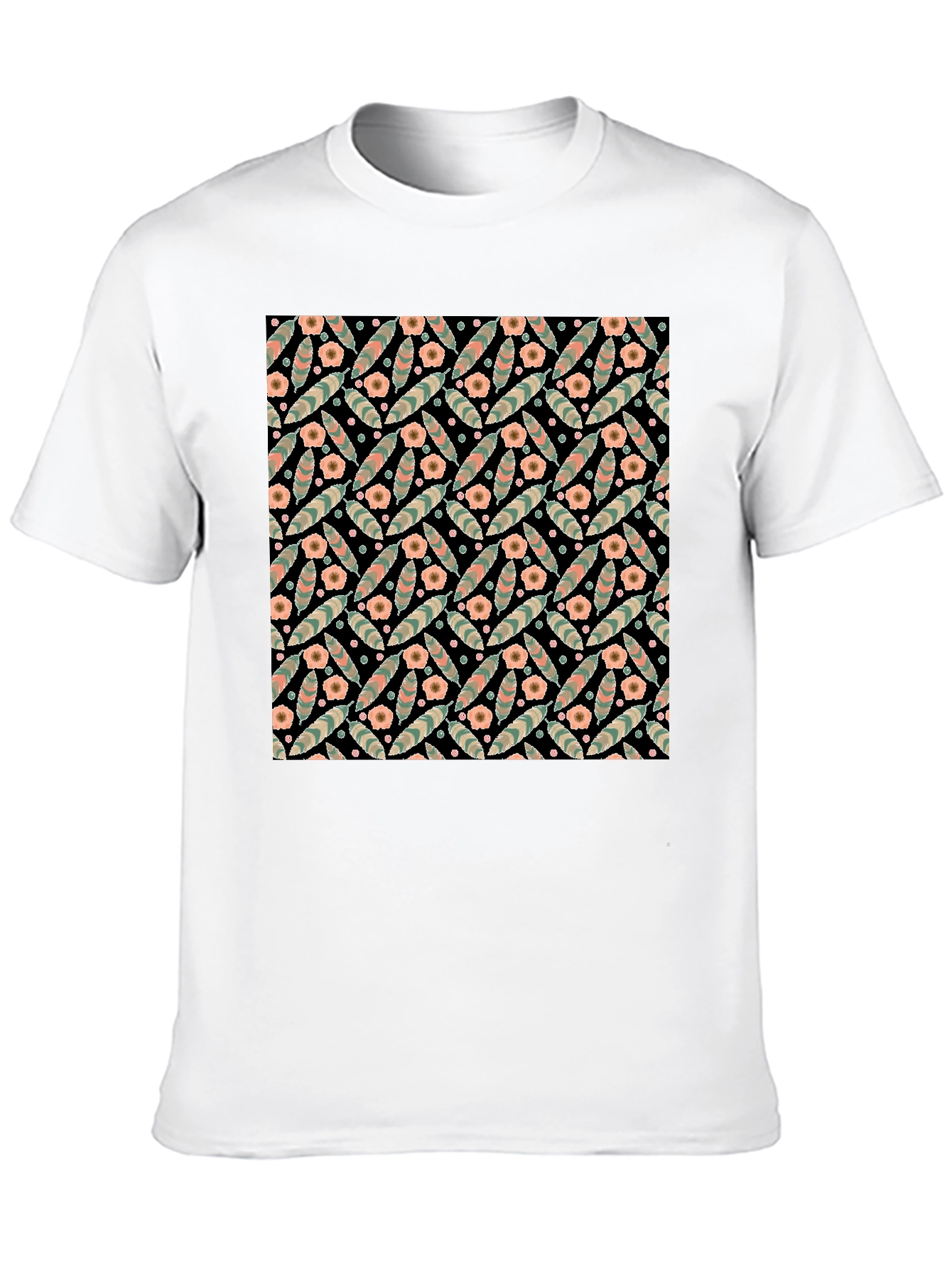 Black Floral Patterned Black T-Shirt view 10