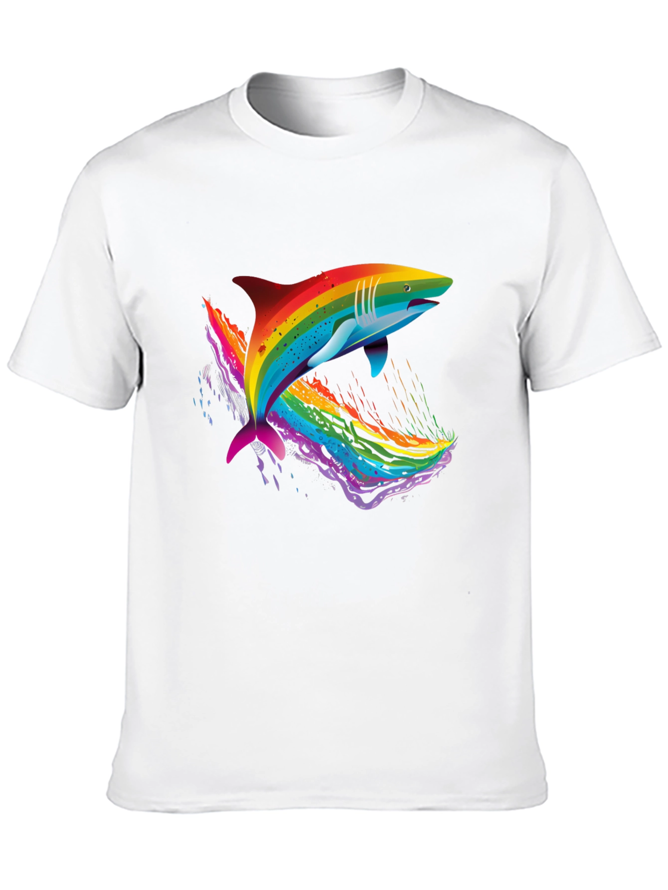 Black Rainbow Shark Graphic Black T-Shirt view 10