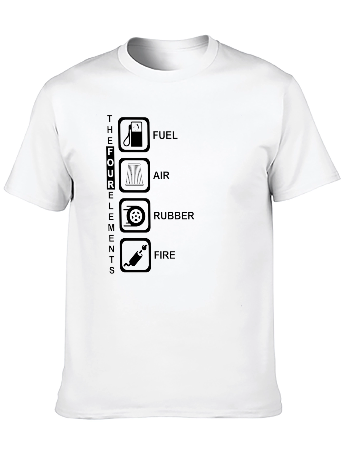 Black The Four Elements T-Shirt - Fuel Air Rubber Fire view 10