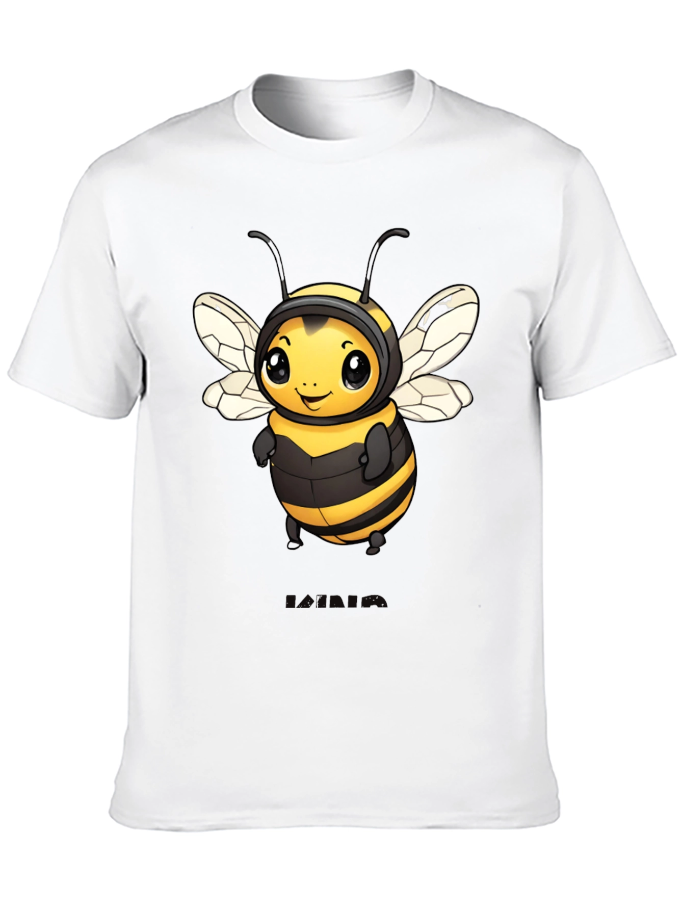 Black Cute Bee Graphic Black T-Shirt view 10