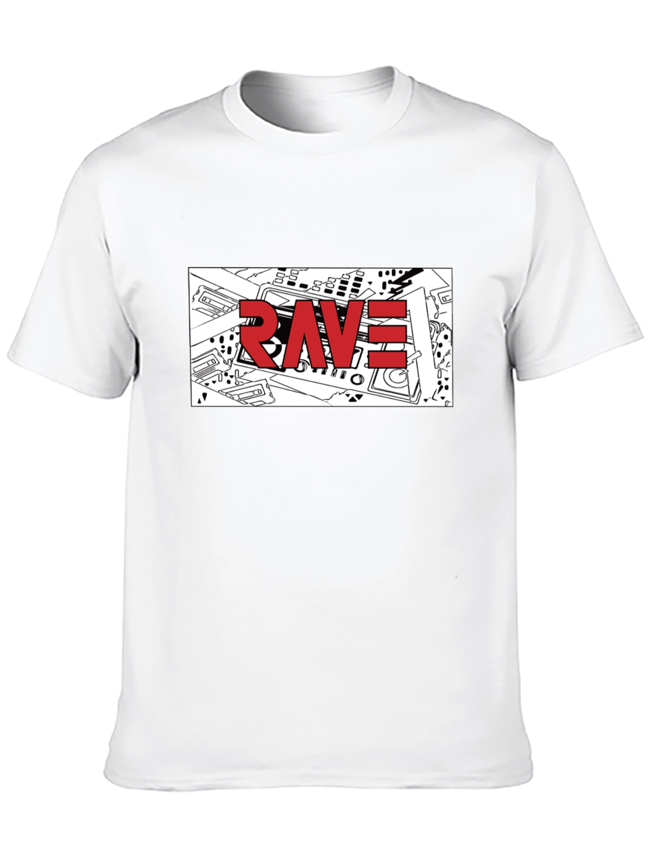 Black Rave Graphic T-Shirt - Black Crew Neck Tee view 10