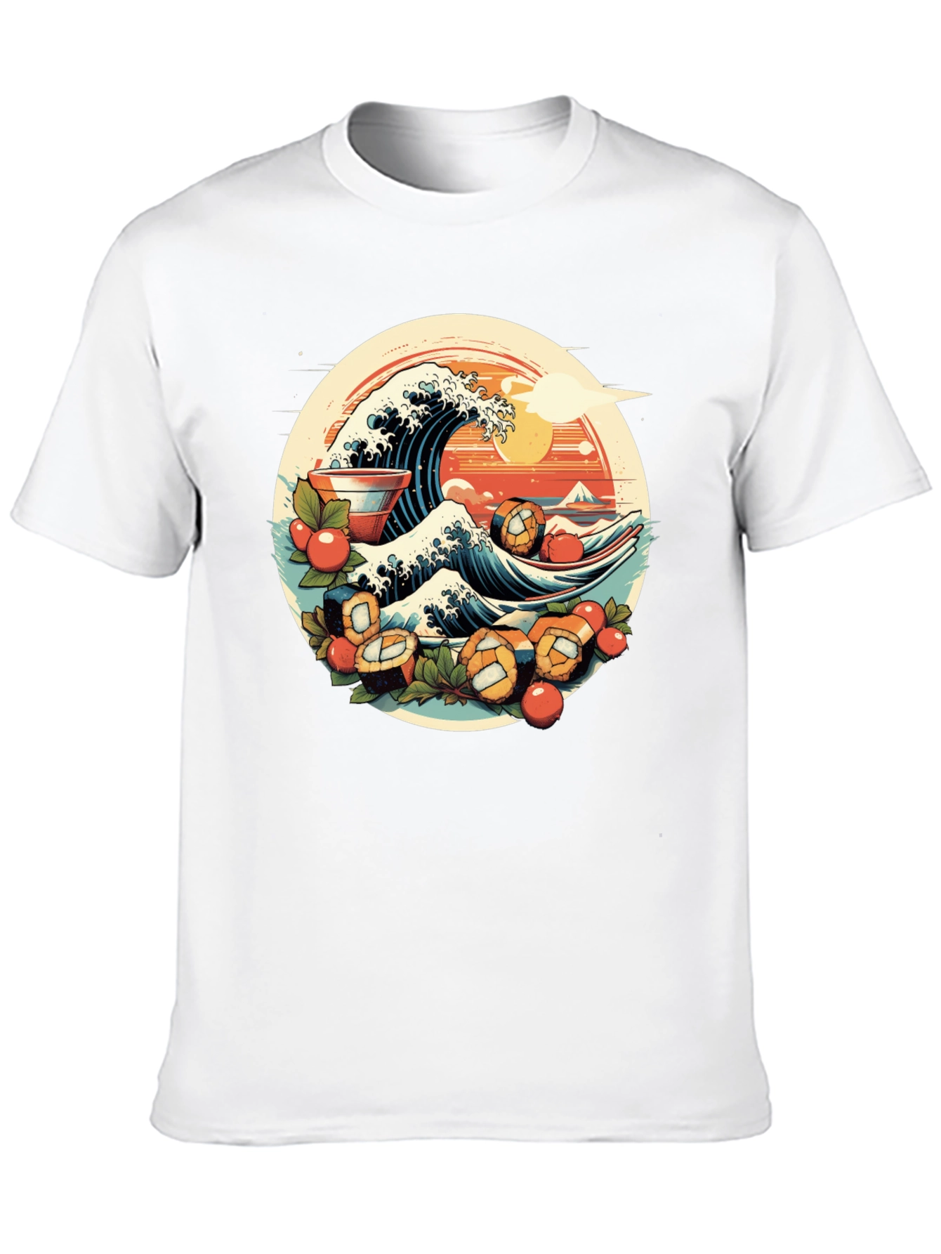 Black Sushi Wave Graphic Tee - Unique Japanese Art Shirt view 10