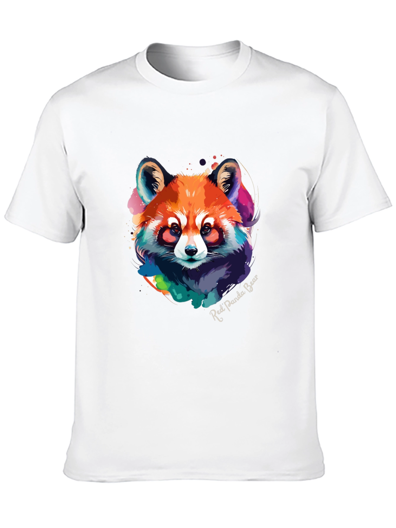 Black Red Panda Bear Graphic Tee - Watercolor Design view 10