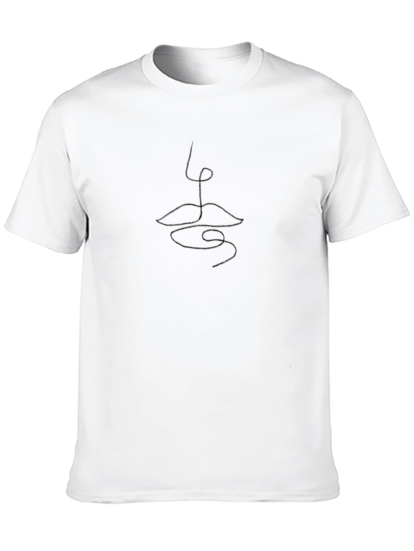 Black Minimalist Line Art Tee - Abstract Face Design view 10