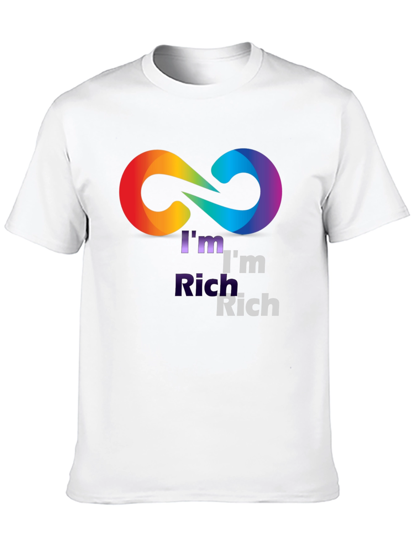 Black I'm Rich Rainbow Infinity Symbol Black T-Shirt view 10