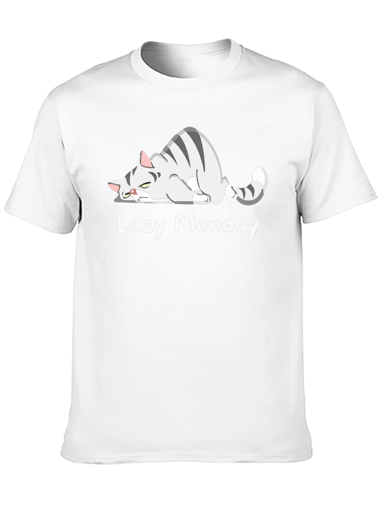 Black Lazy Monday Cat T-Shirt - Unisex Graphic Tee view 10