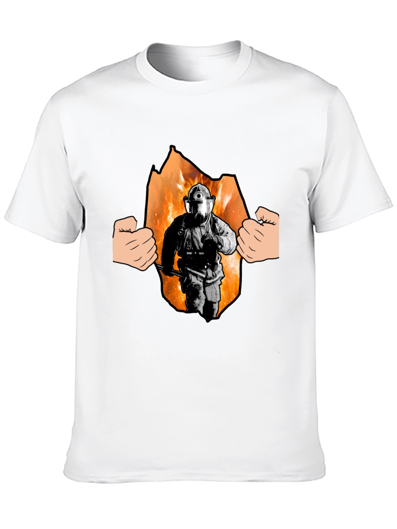 Black Firefighter Hero T-Shirt - Black Cotton Tee view 10