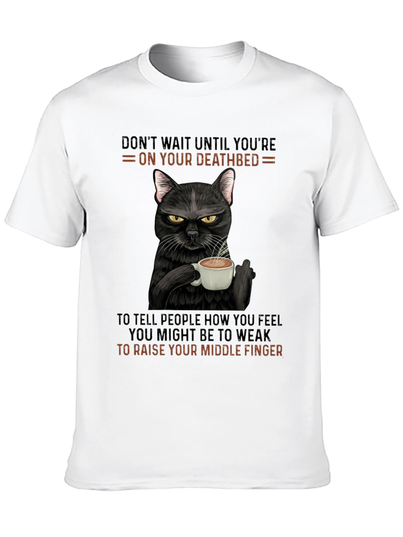 Black Sarcastic Cat Middle Finger T-Shirt view 10