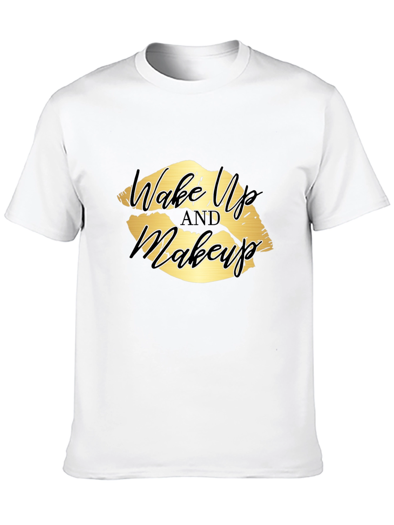 Black Wake Up and Makeup Lips Graphic T-Shirt view 10