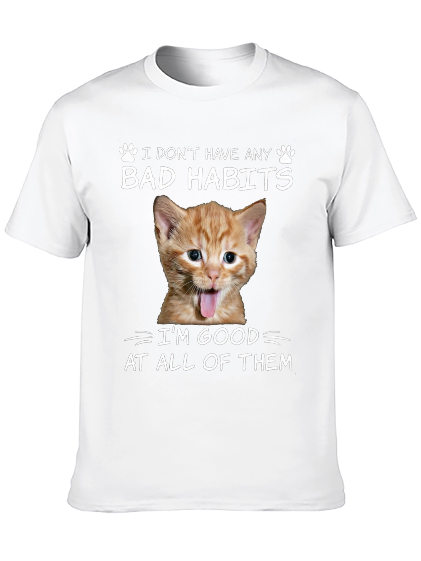 Black Funny Cat Bad Habits Graphic Tee view 10