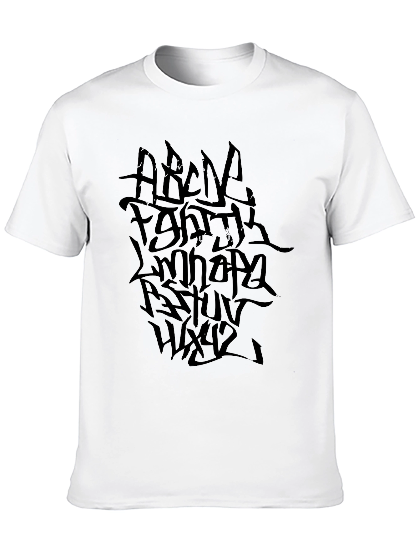 Black Graffiti Alphabet Black T-Shirt view 10