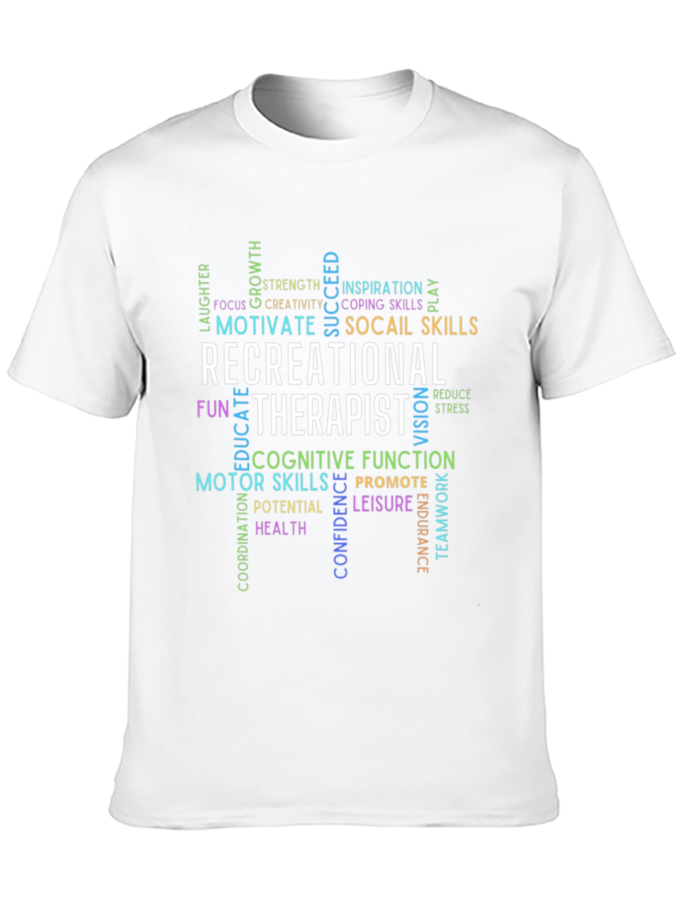 Black Recreational Therapist Word Art Graphic T-Shirt view 10