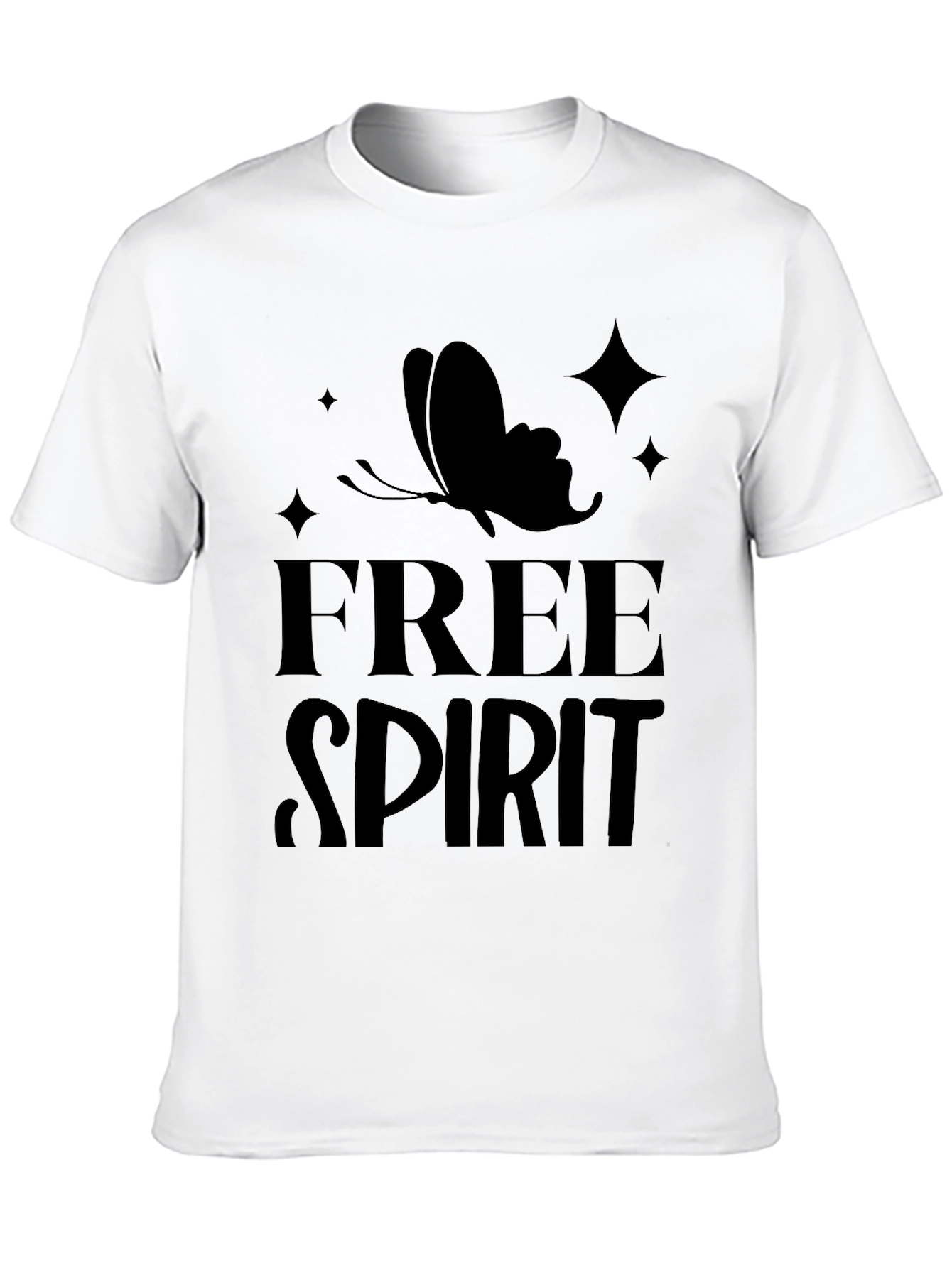 Black Free Spirit Butterfly Graphic Tee - Black Cotton Casual view 10