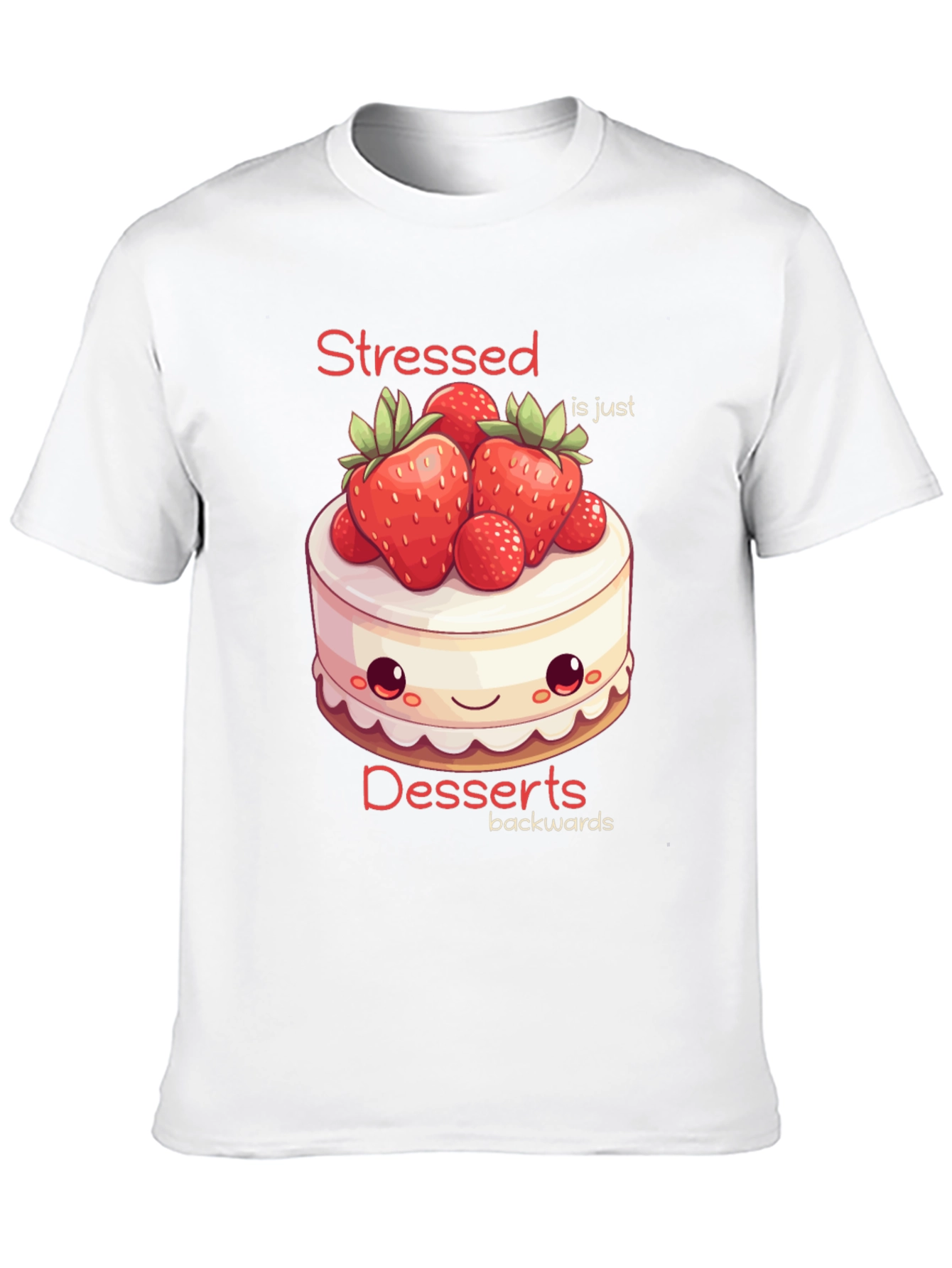 Black Stressed is Desserts Backwards T-Shirt view 10