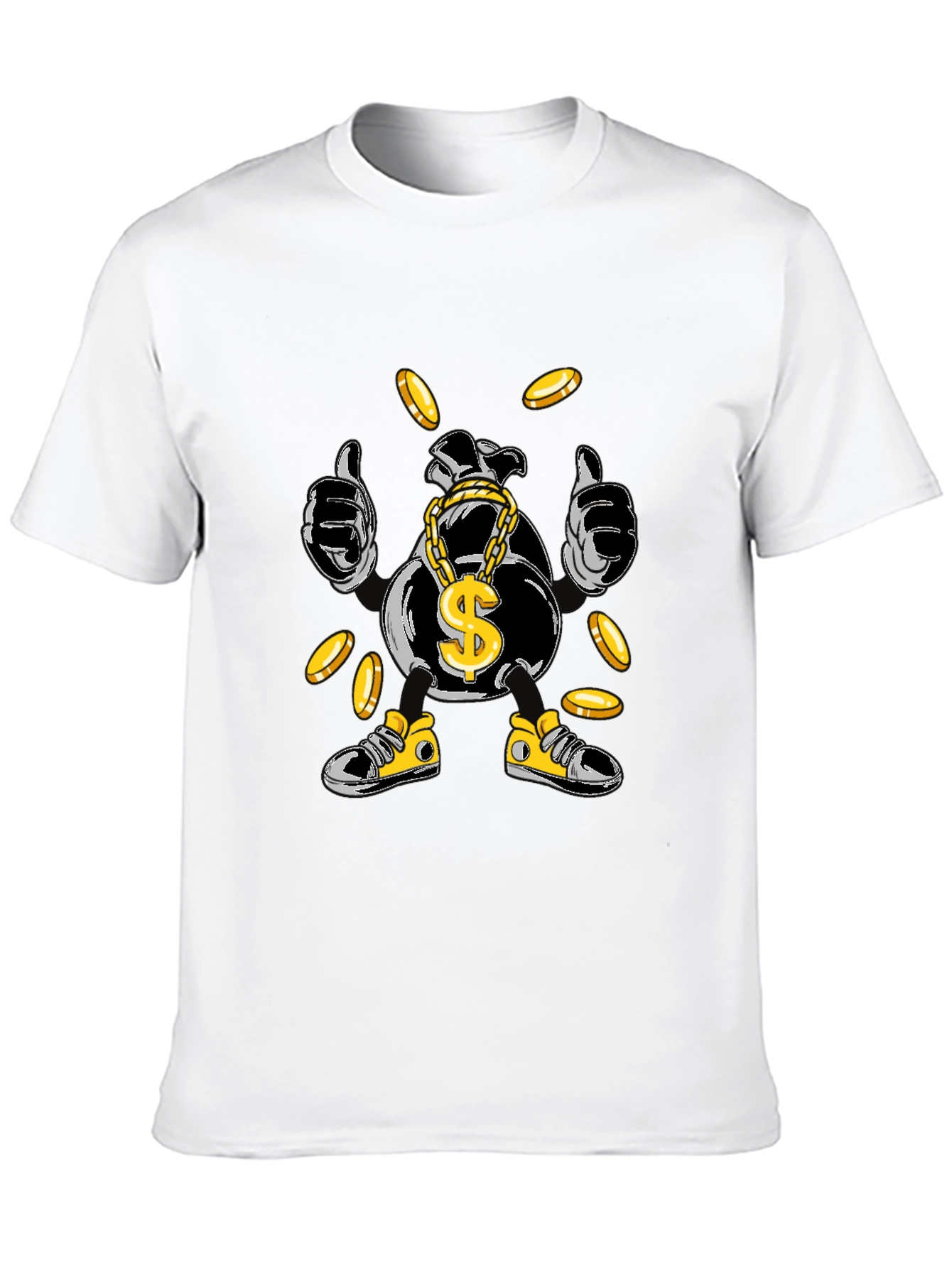 Black Money Bag Cartoon Graphic Tee - Black view 10