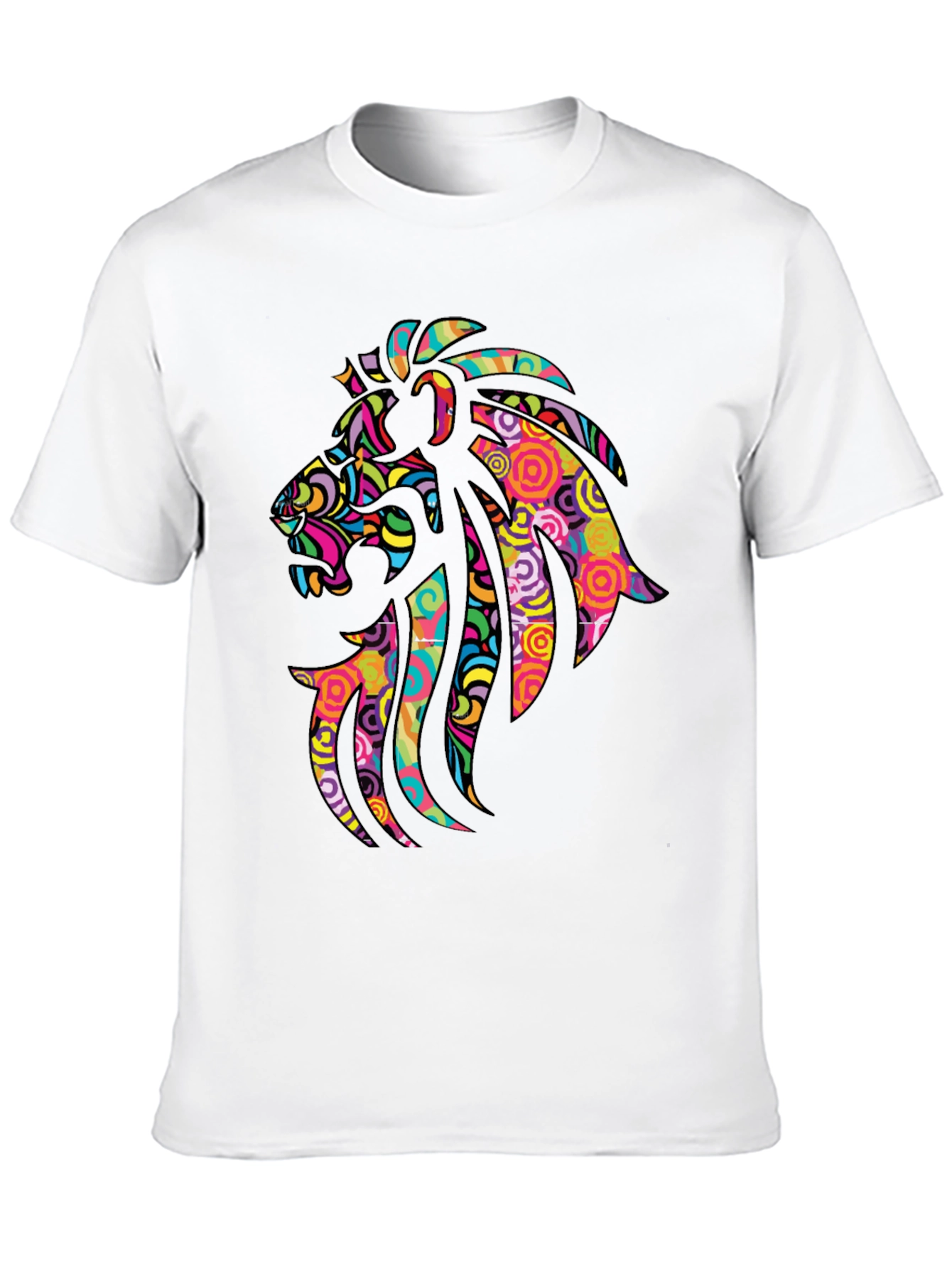 Black Psychedelic Lion Graphic Black T-Shirt view 10