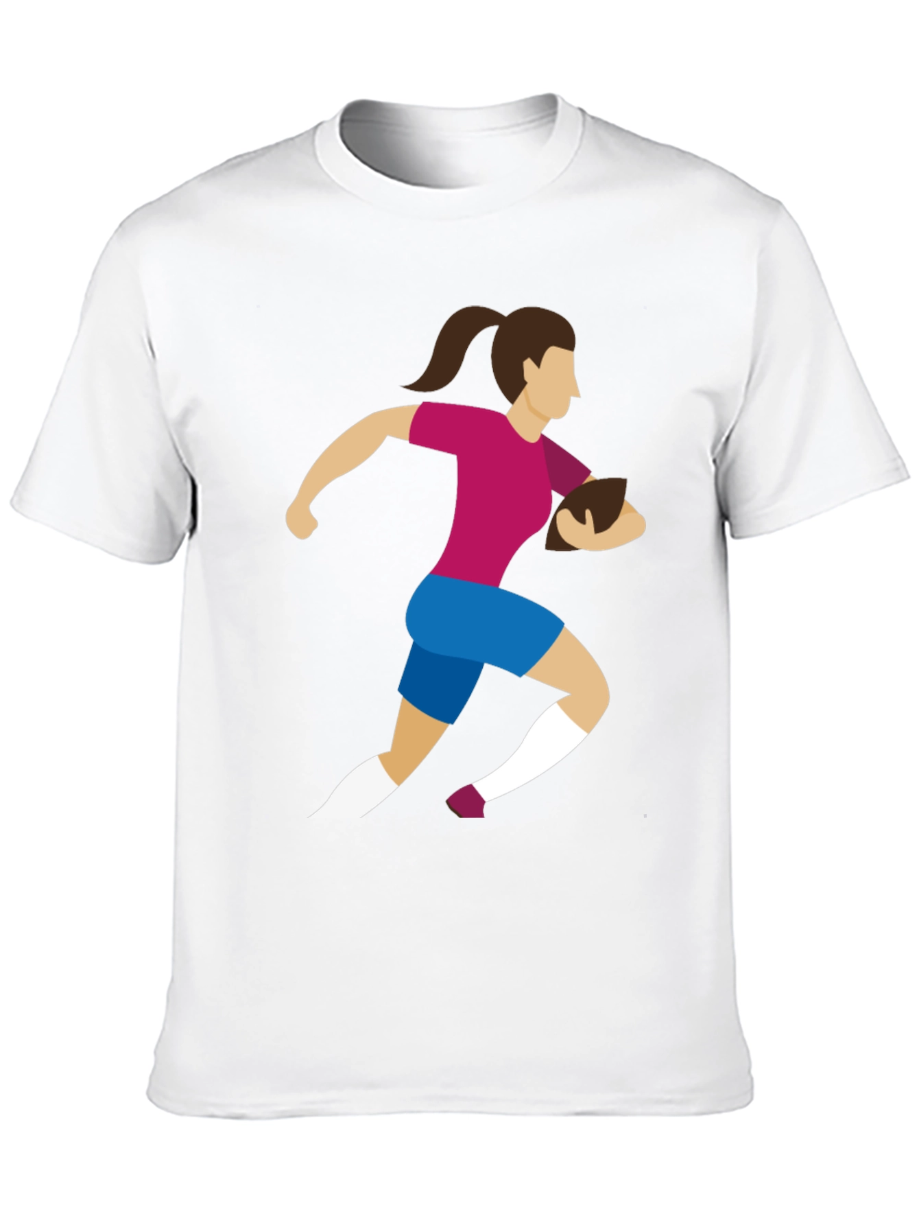 Black Rugby Girl Graphic Tee - Black Cotton Casual T-Shirt view 10