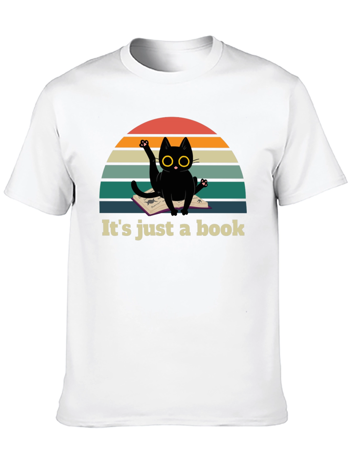 Black It's Just a Book Funny Cat T-Shirt view 10