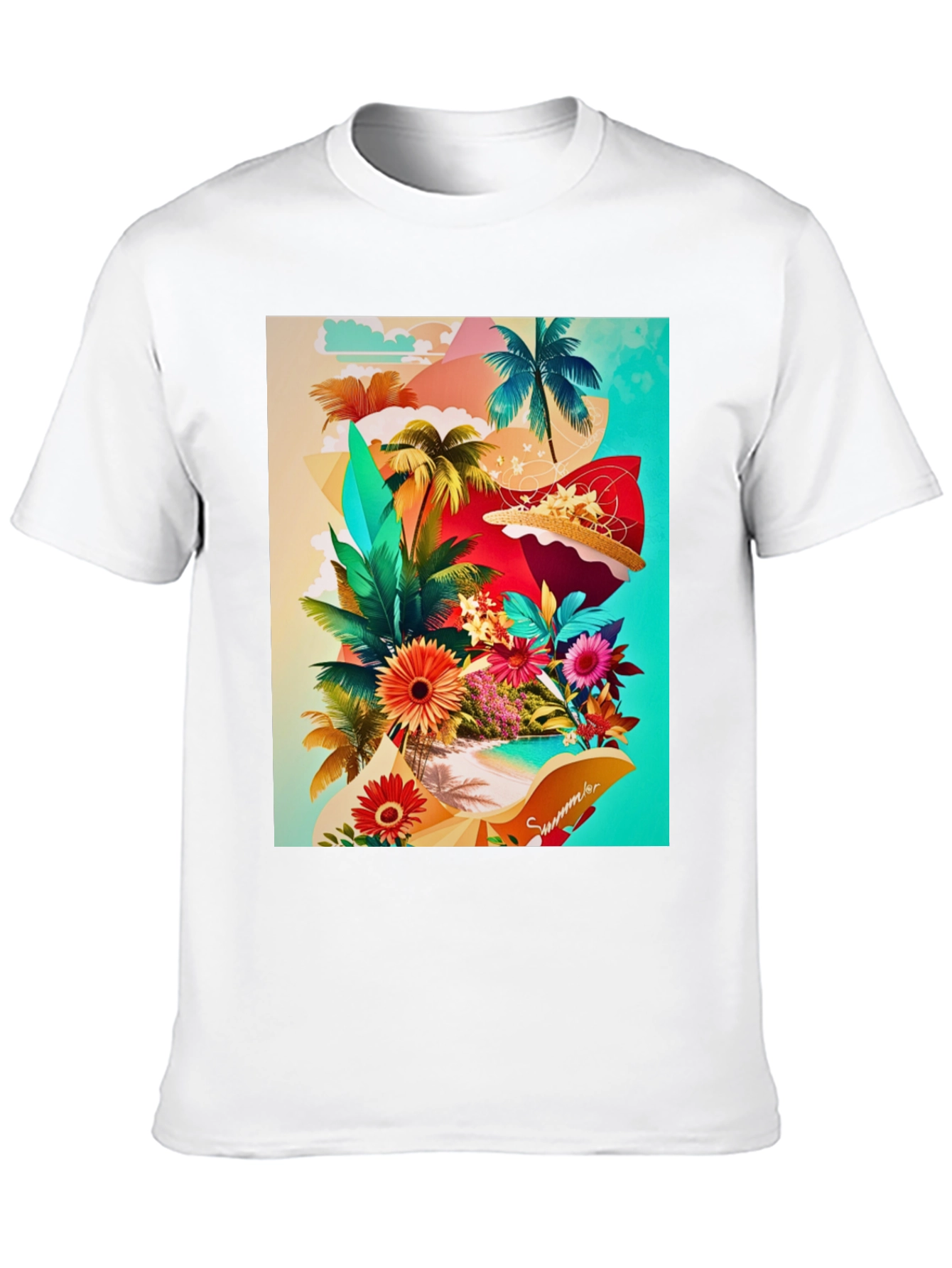 Black Tropical Summer Graphic T-Shirt view 10