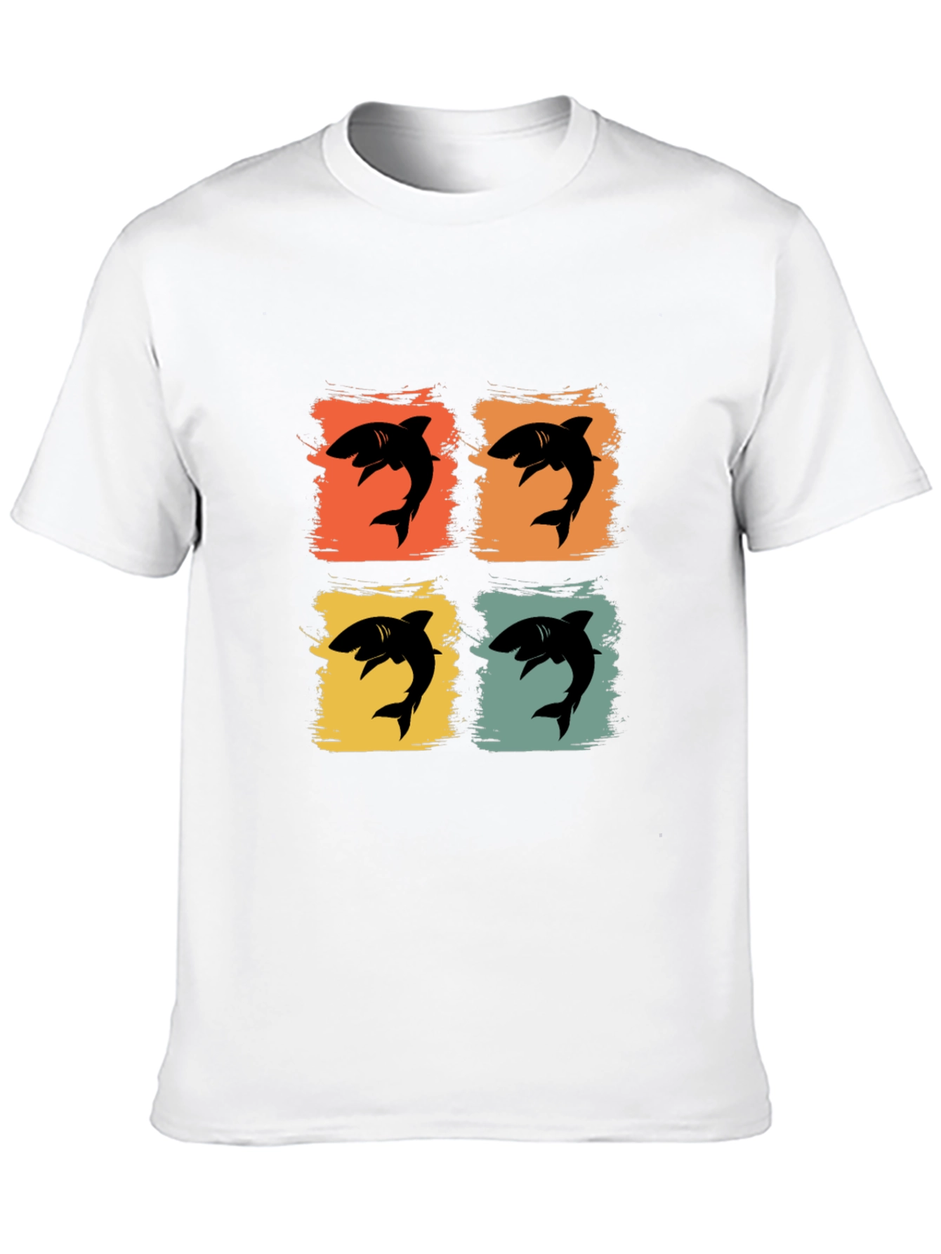 Black Retro Shark T-Shirt - Four Graphic Pop Art Design view 10