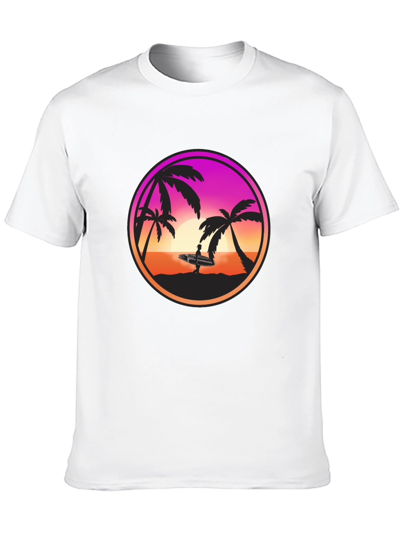 Black Sunset Surfer Graphic Tee - Black Cotton Blend view 10