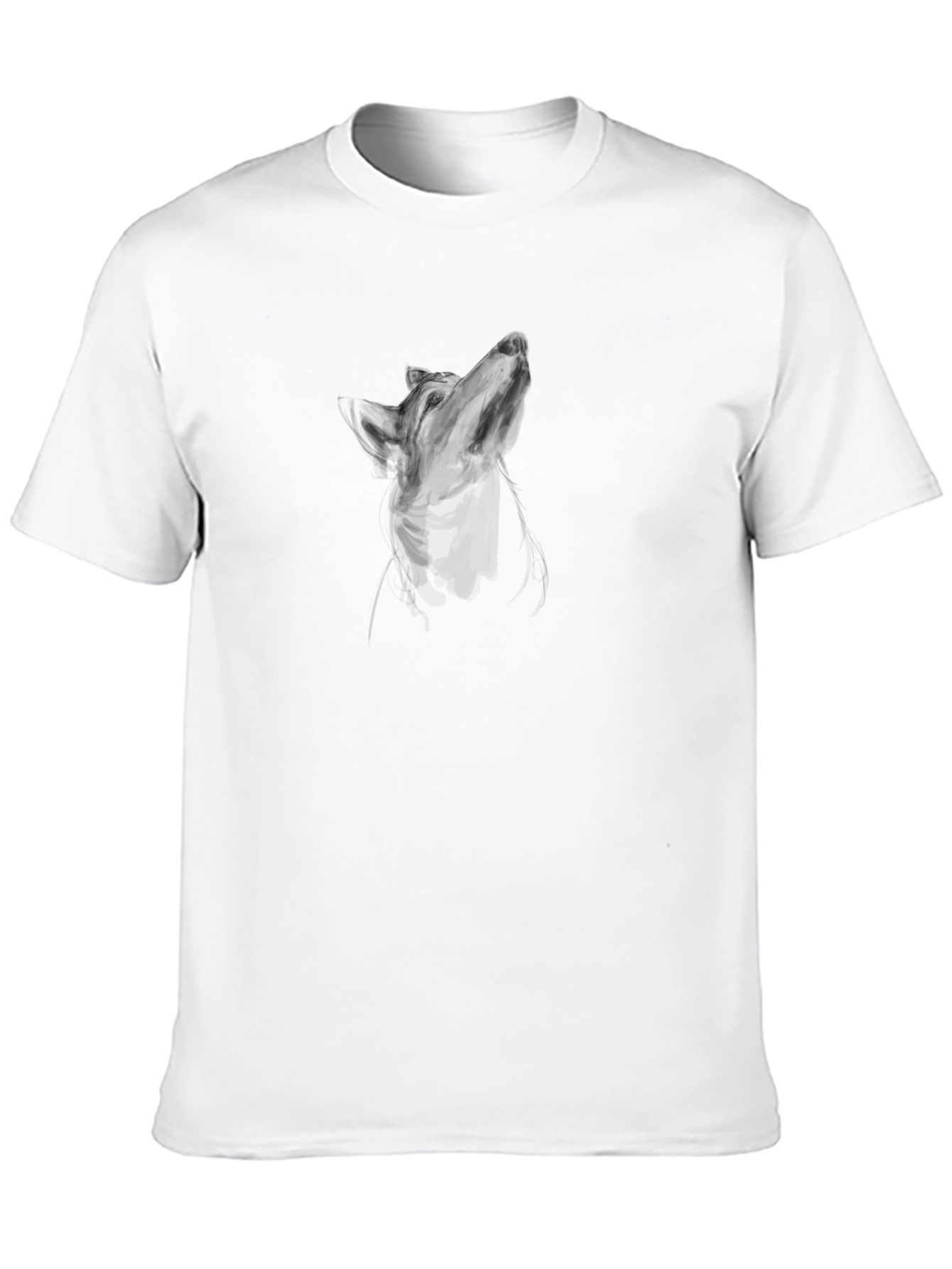 Black Men's Black T-Shirt with Wolf Graphic view 10