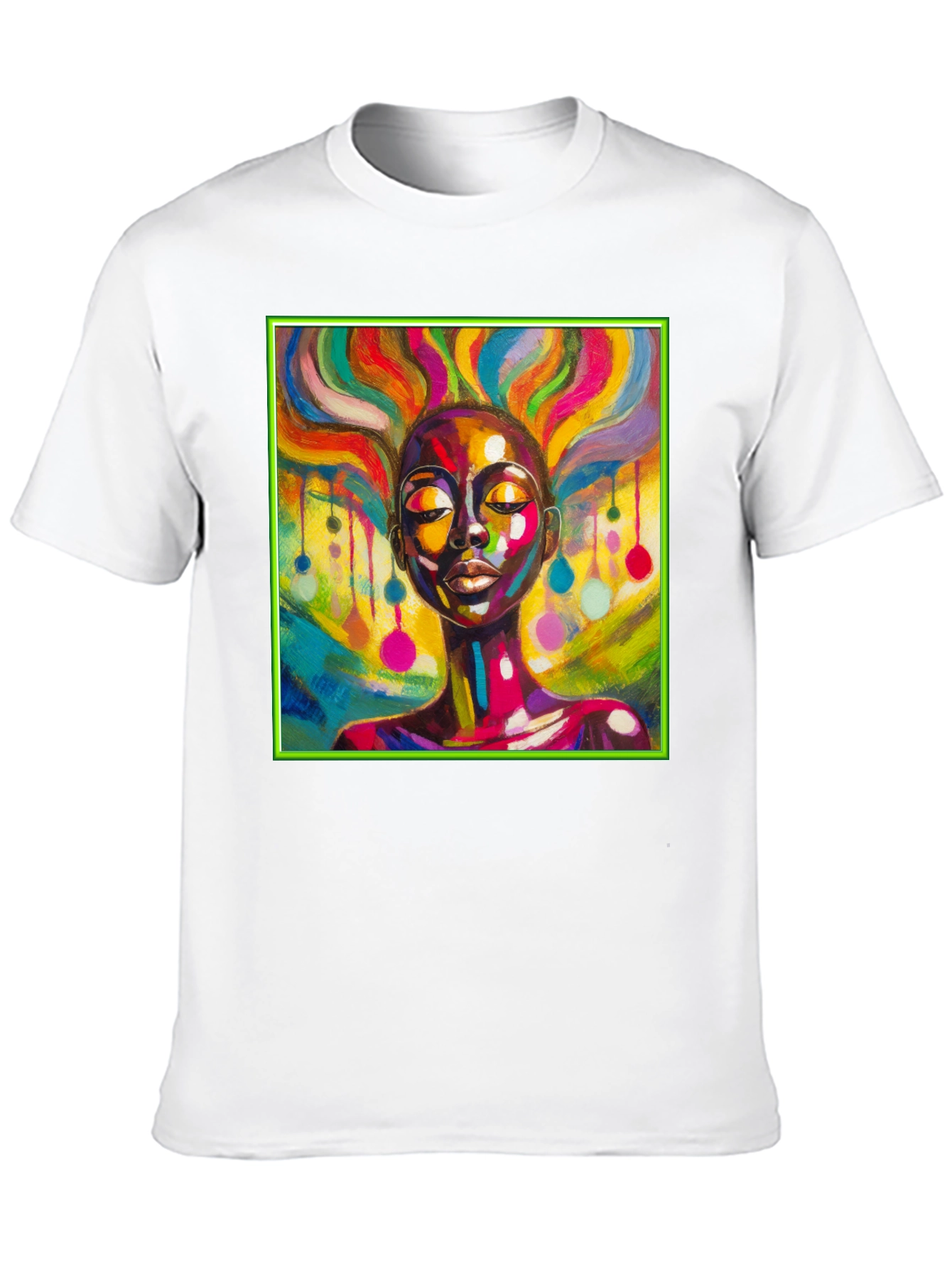 Black Vibrant Art T-Shirt: Colorful Woman Design view 10