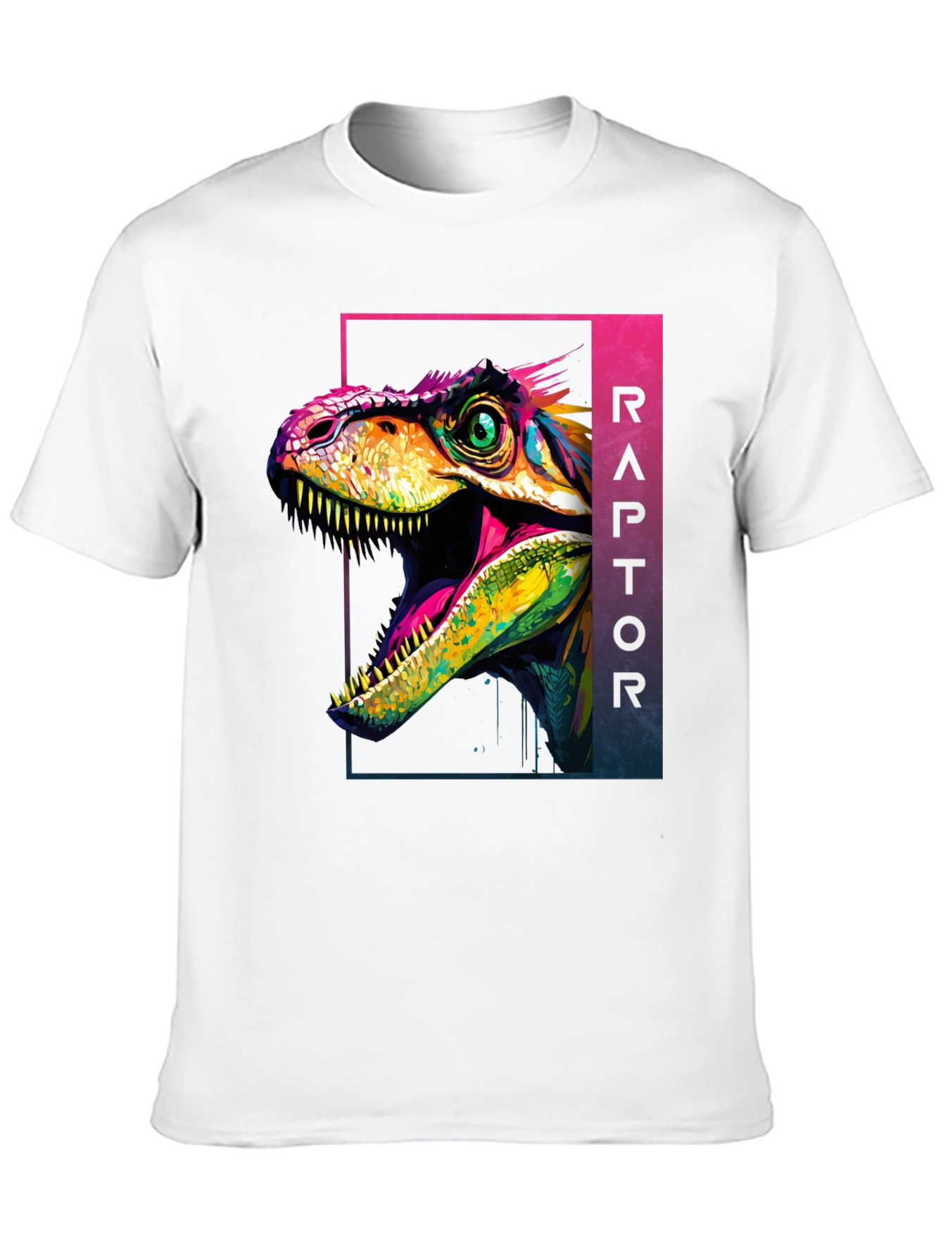 Black Vibrant Raptor Graphic Tee - Bold Dinosaur Design view 10
