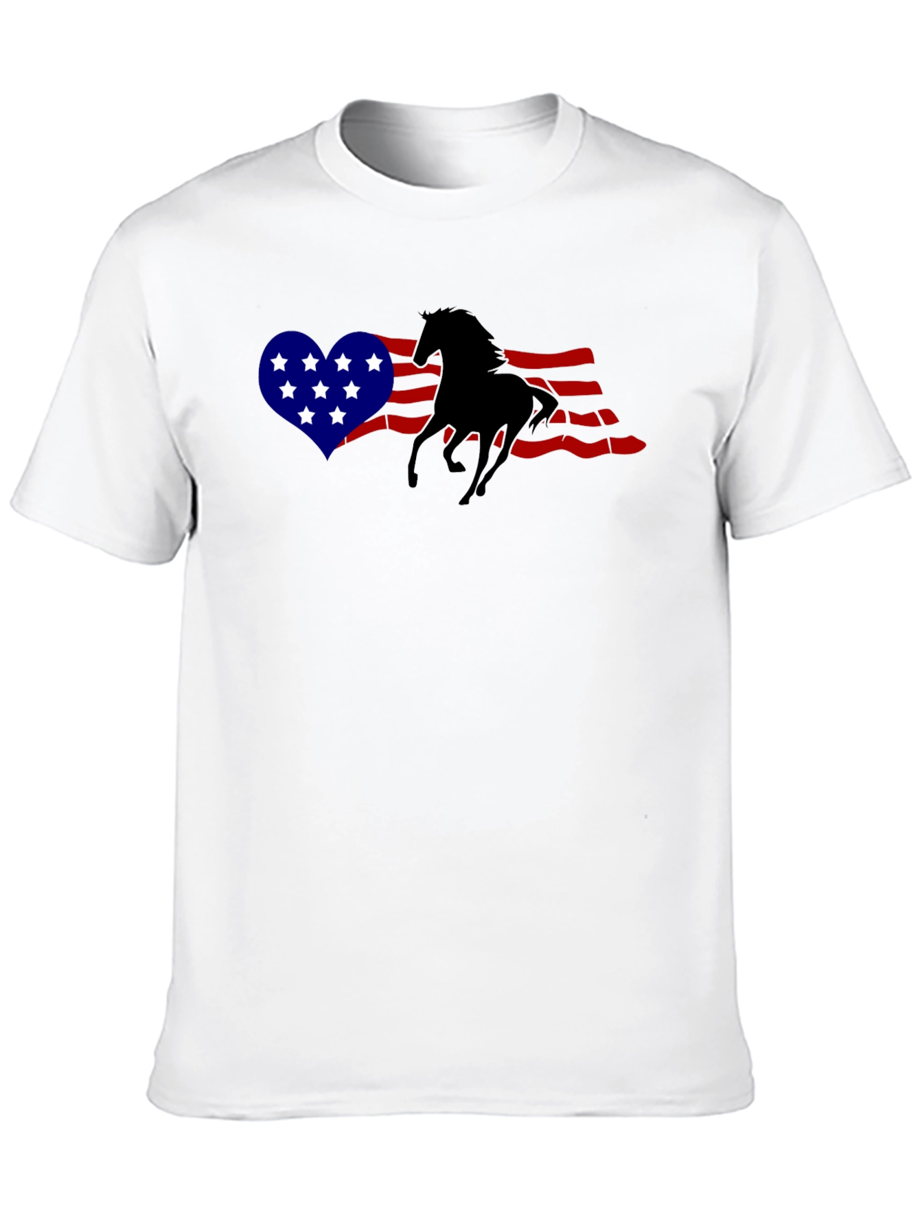 Black American Flag Horse Graphic T-Shirt view 10