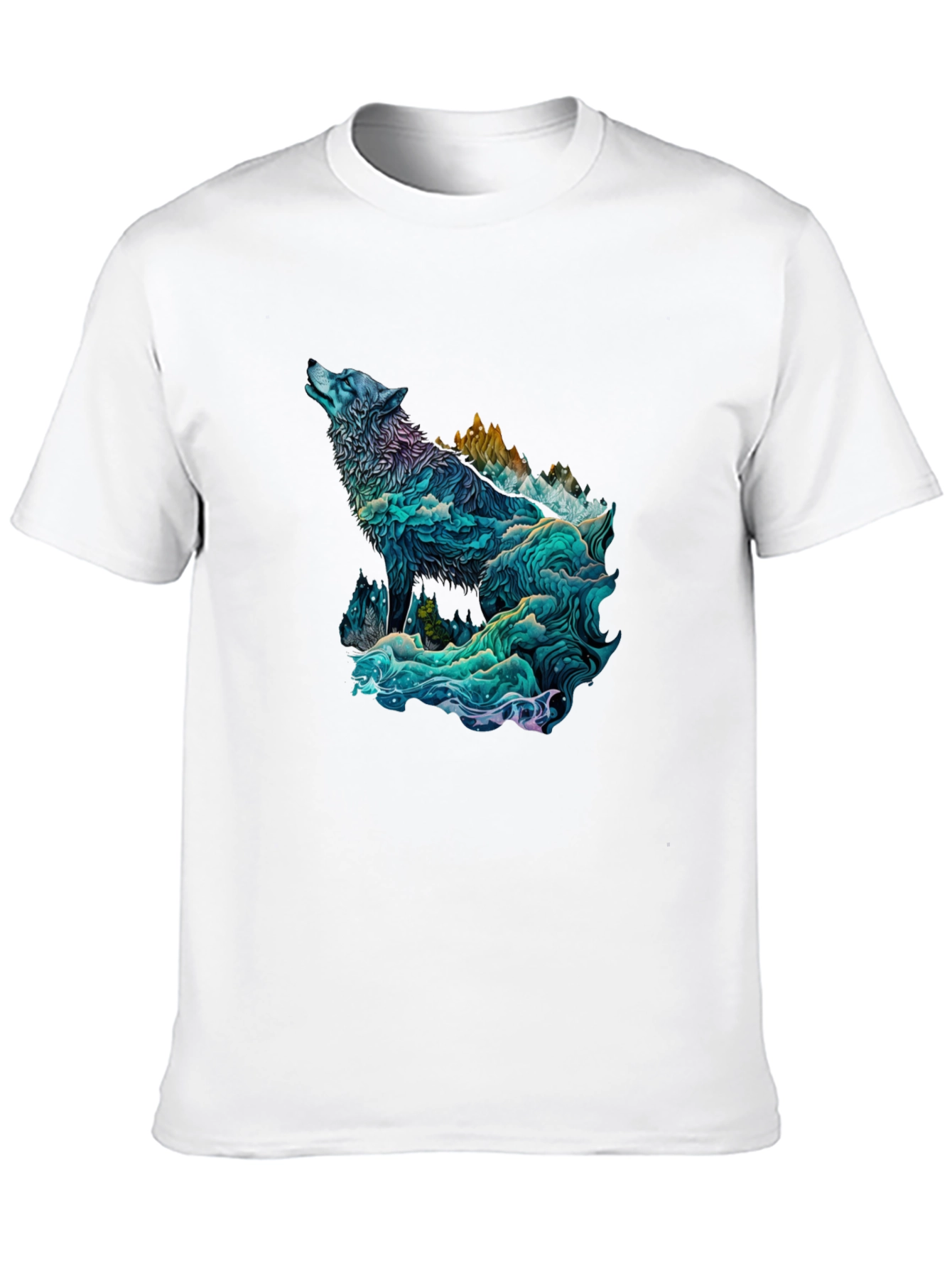 Black Wolf Mountain Graphic Tee - Nature Inspired Black T-Shirt view 10