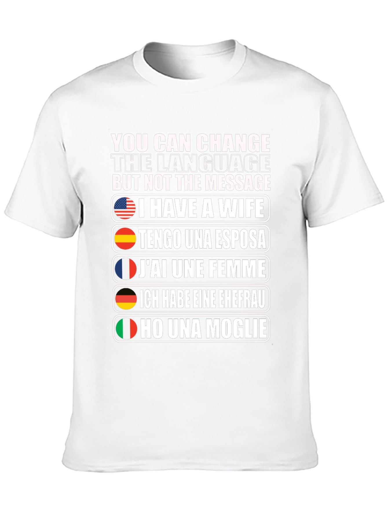 Black Multilingual "I Have a Wife" Graphic T-Shirt view 10