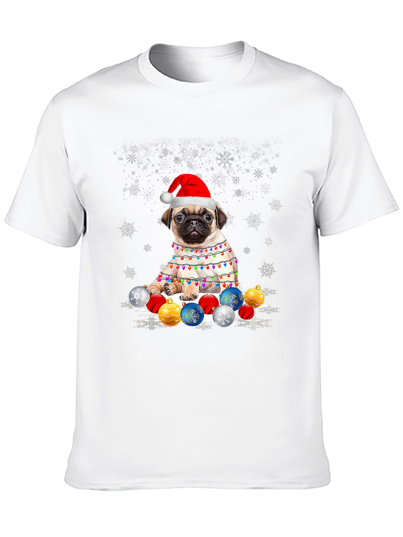 Black Festive Pug Christmas T-Shirt view 10