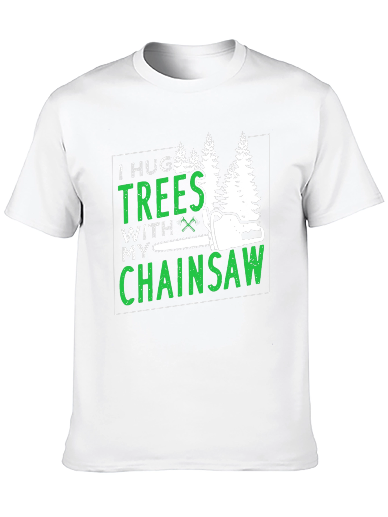 Black I Hug Trees With My Chainsaw Graphic Tee view 10