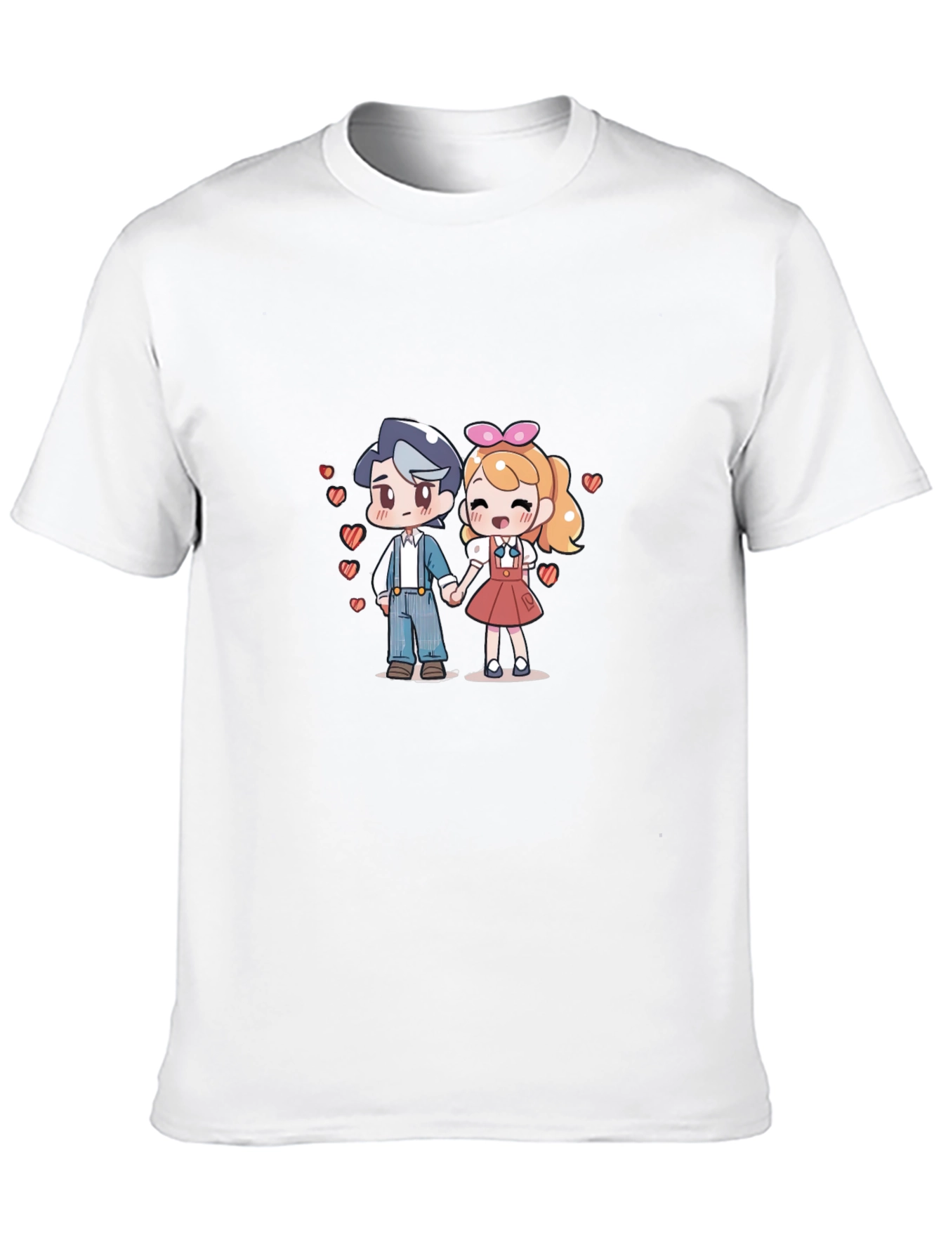 Black Anime Love T-Shirt - Cute Couple Tee view 10