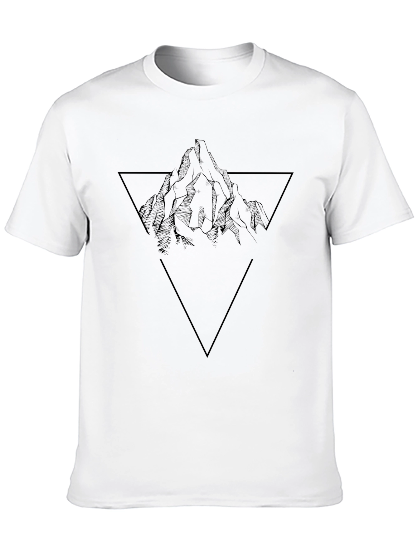 Black Geometric Mountain Graphic Tee - Black Cotton Blend view 10