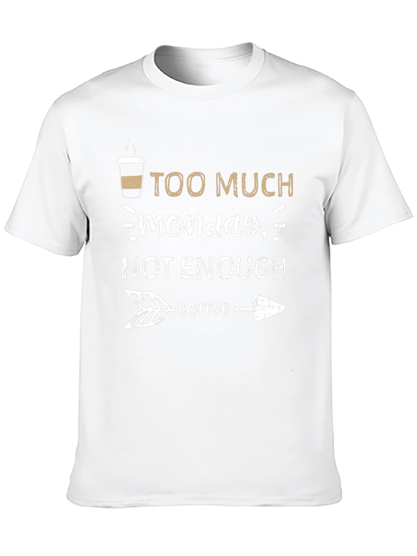 Black Too Much Monday, Not Enough Coffee Graphic Tee view 10