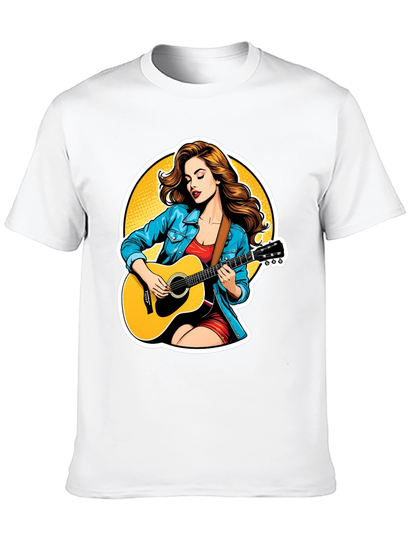 Black Guitar Girl Graphic Tee - Cool Casual Style view 10