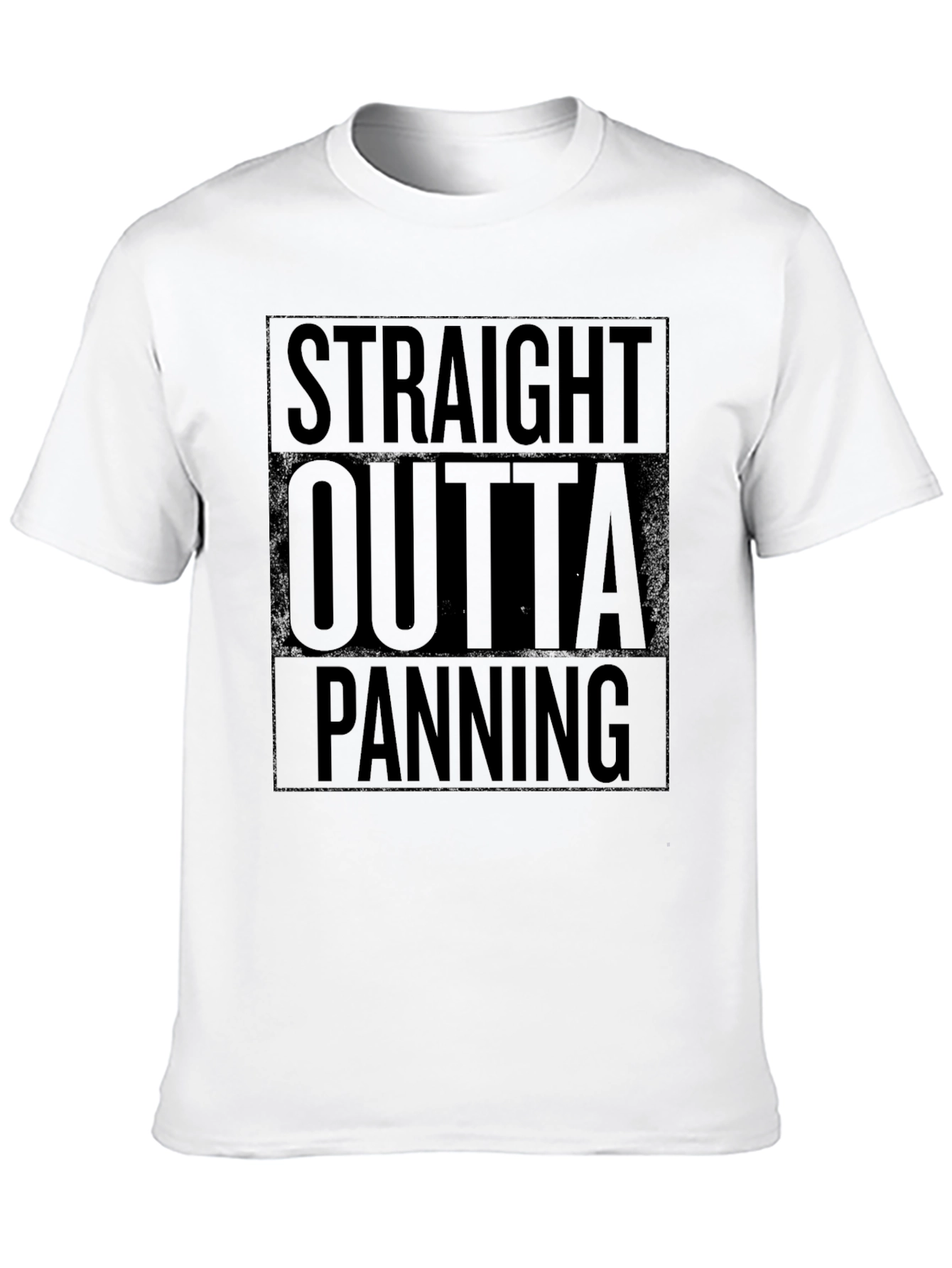 Black Straight Outta Panning Men's Black T-Shirt view 10