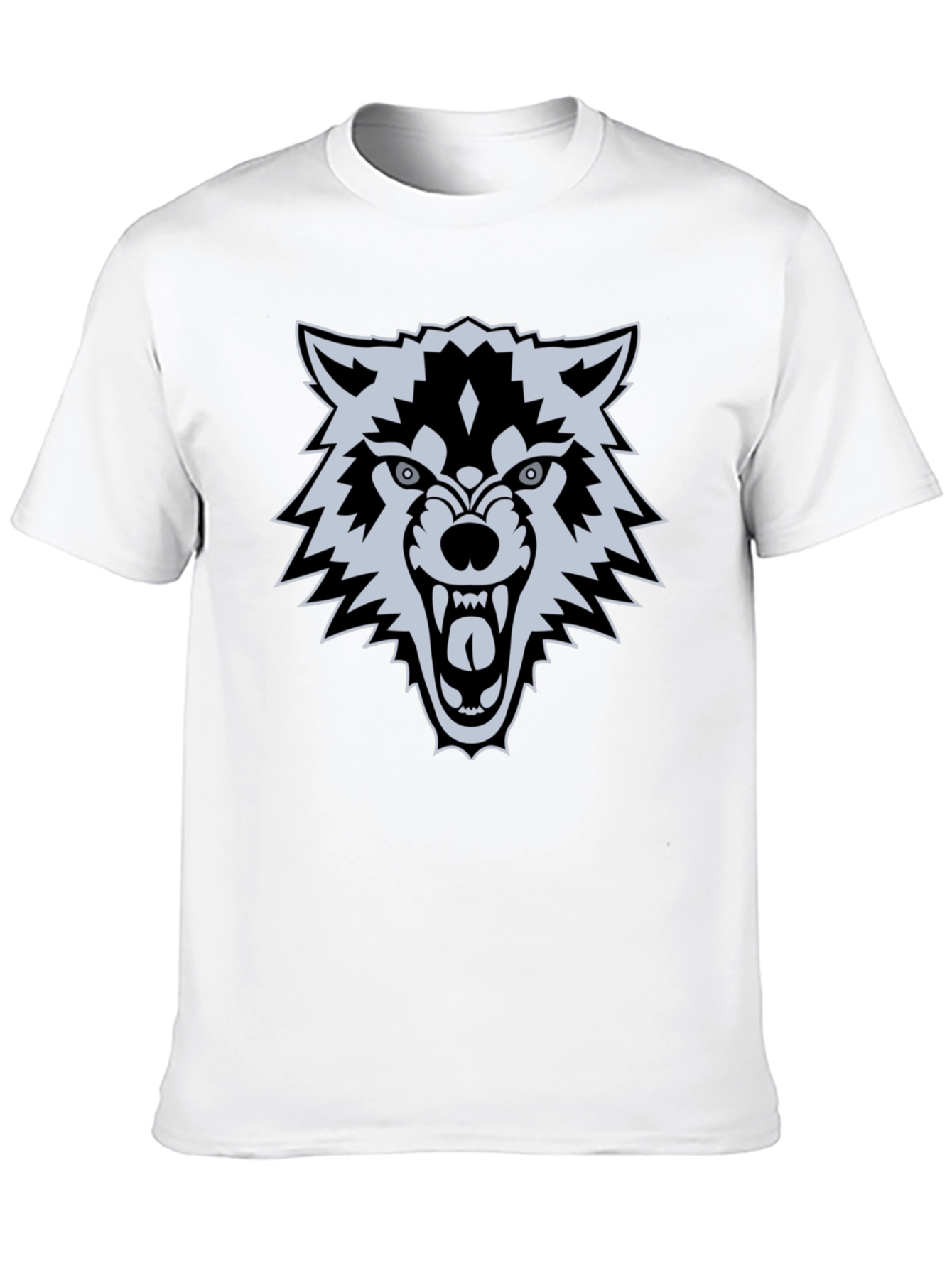 Black Men's Black Wolf Graphic T-Shirt view 10
